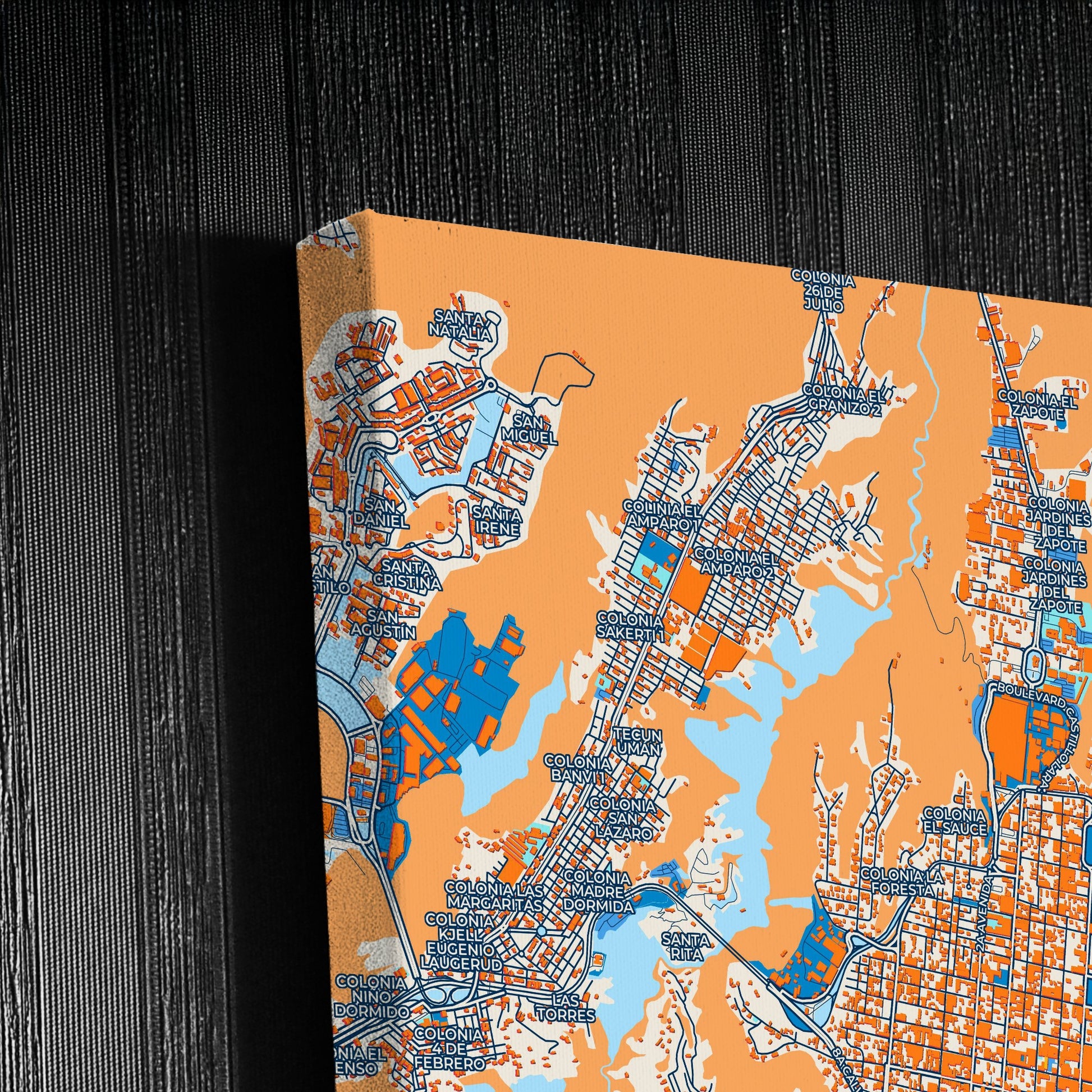 Guatemala City Guatemala Colorful City Map Canvas Print Detail