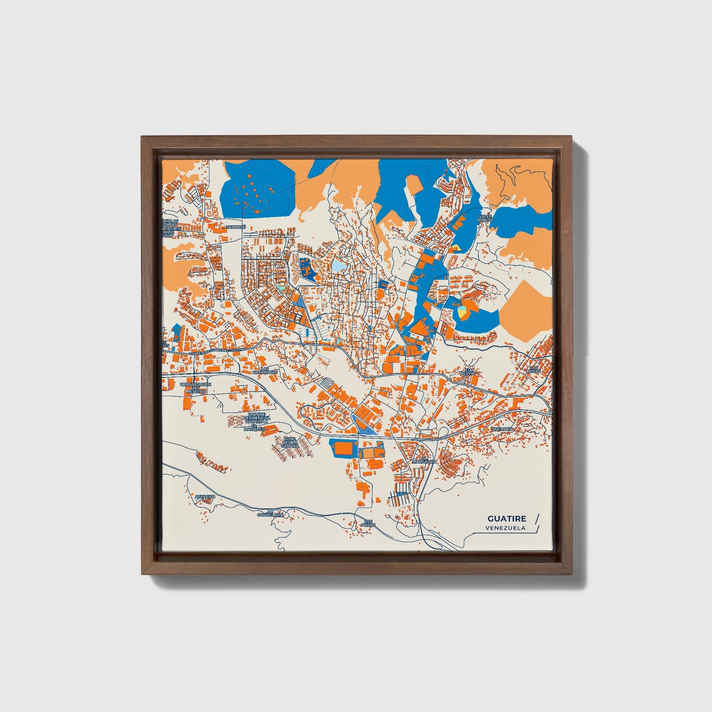 Guatire Venezuela Colorful City Map Canvas Print • Dark Wooden Framed