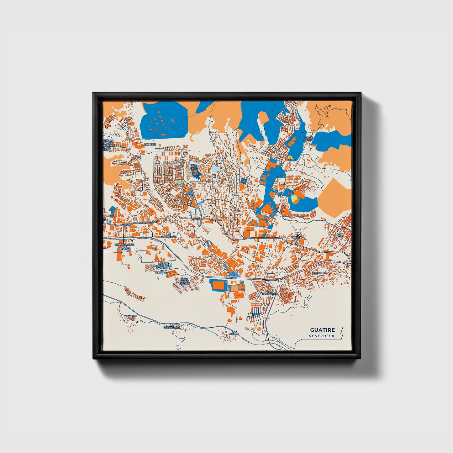 Guatire Venezuela Colorful City Map Canvas Print • Black Framed