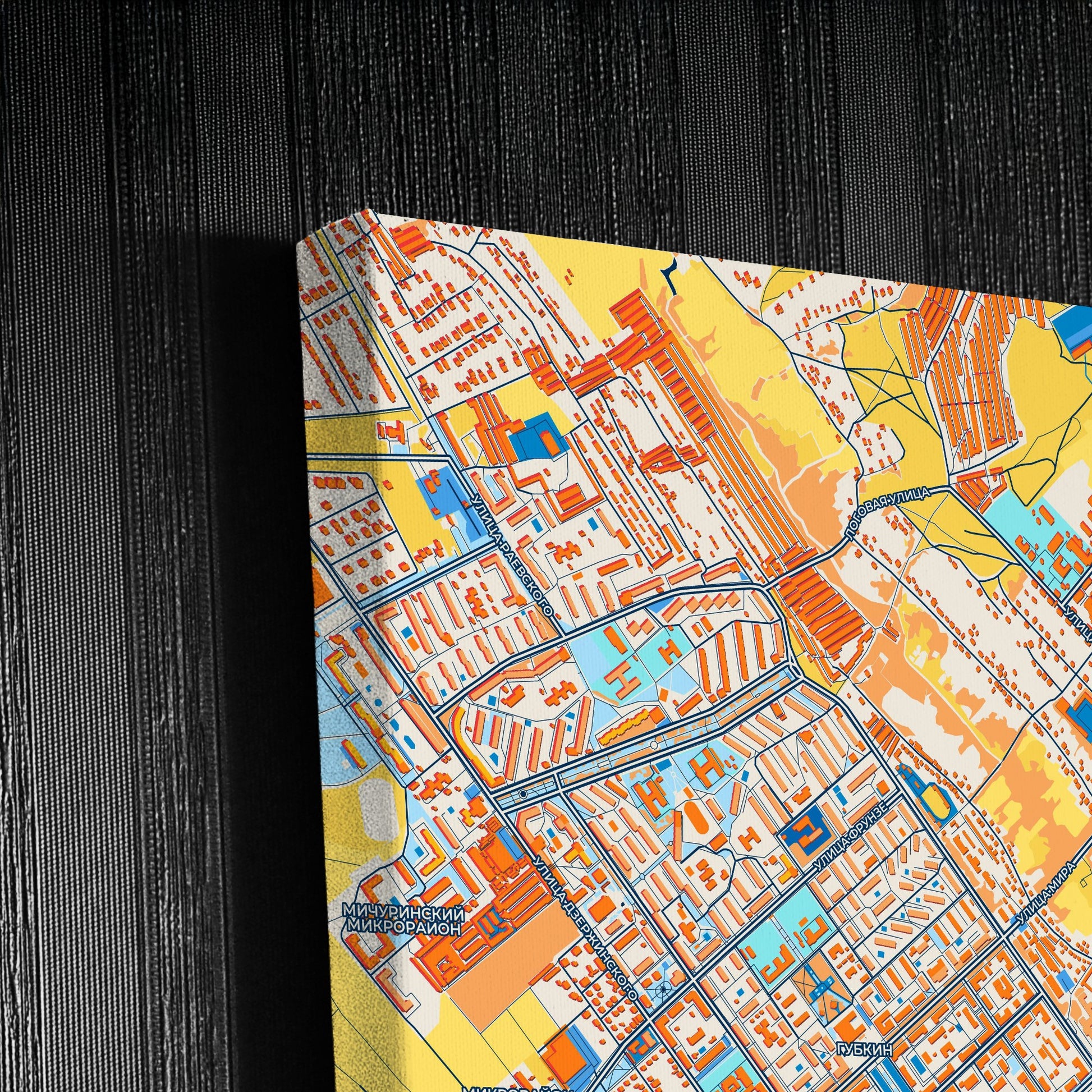 Губкин Russia Colorful City Map Canvas Print Detail