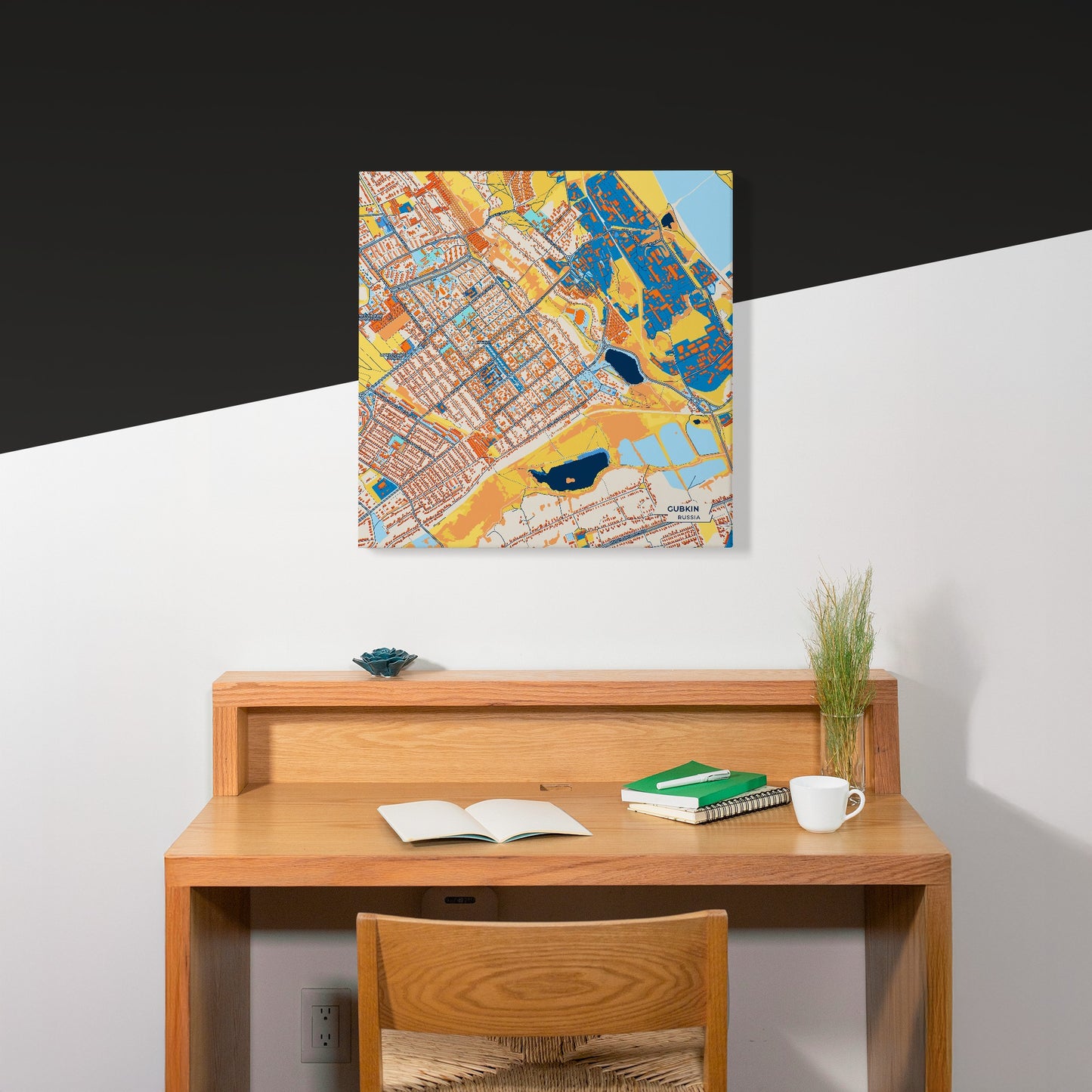 Губкин Russia Colorful City Map Canvas Print Scene