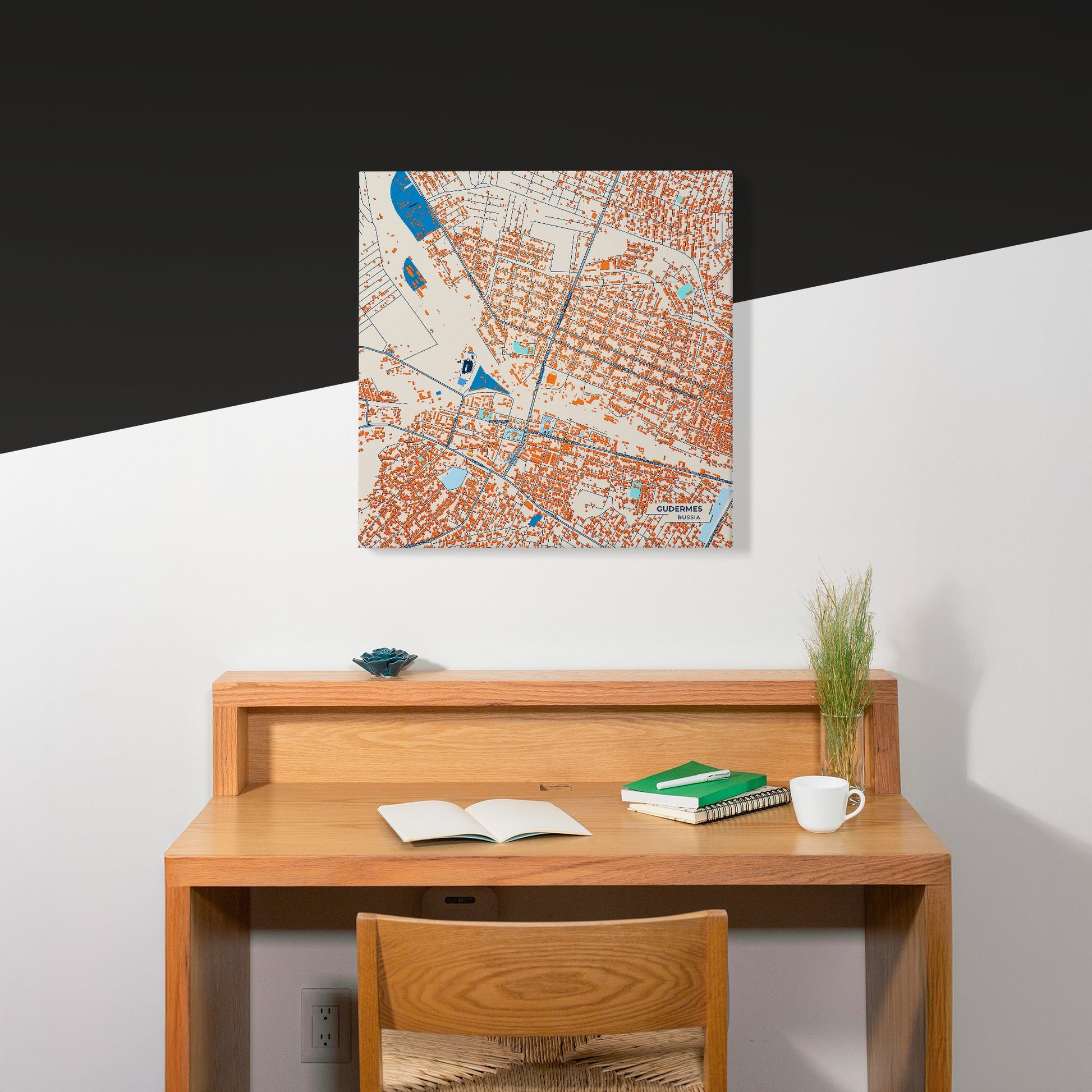 Гудермес Russia Colorful City Map Canvas Print Scene