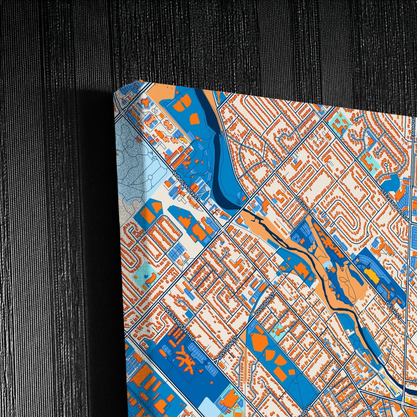 Guelph Canada Colorful City Map Canvas Print Detail