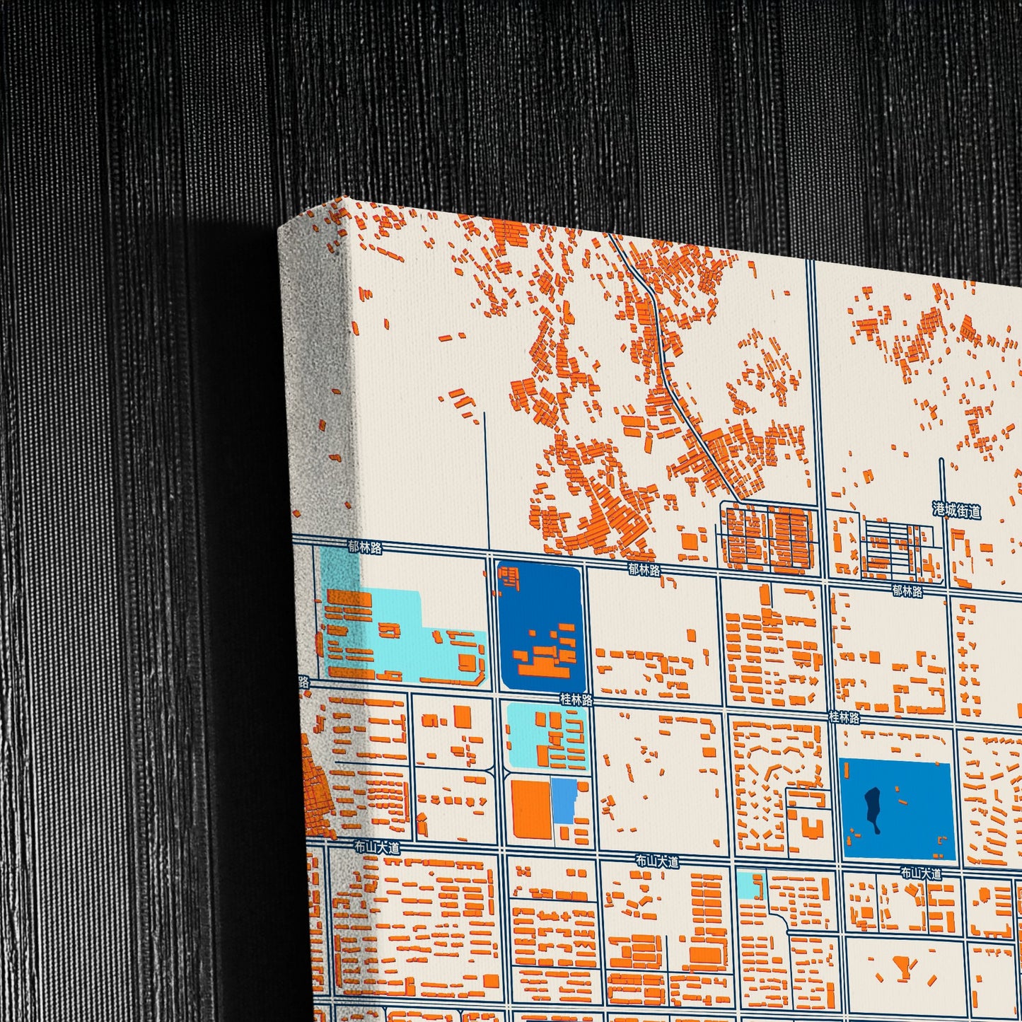 Guigang China Colorful City Map Canvas Print Detail