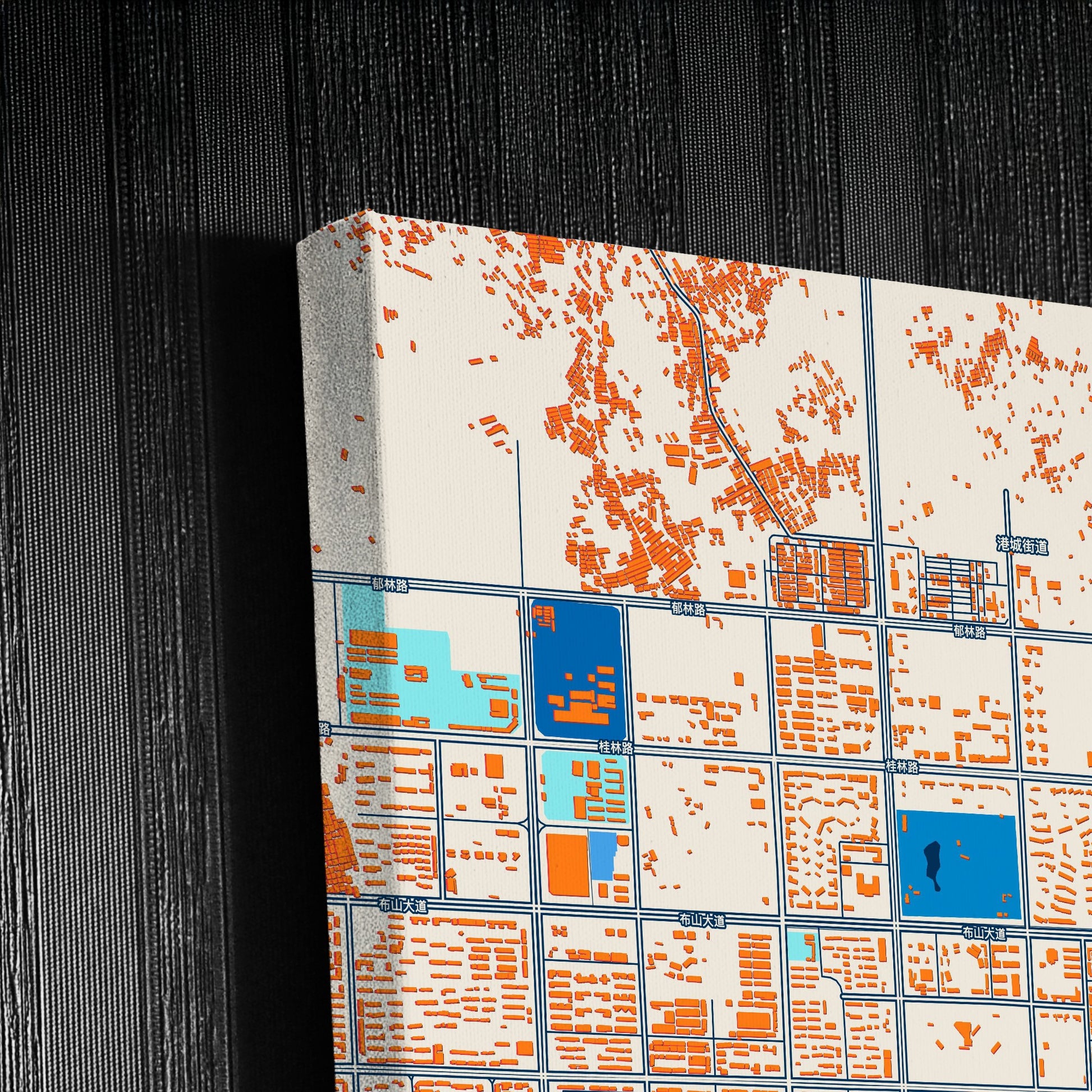 Guigang China Colorful City Map Canvas Print Detail