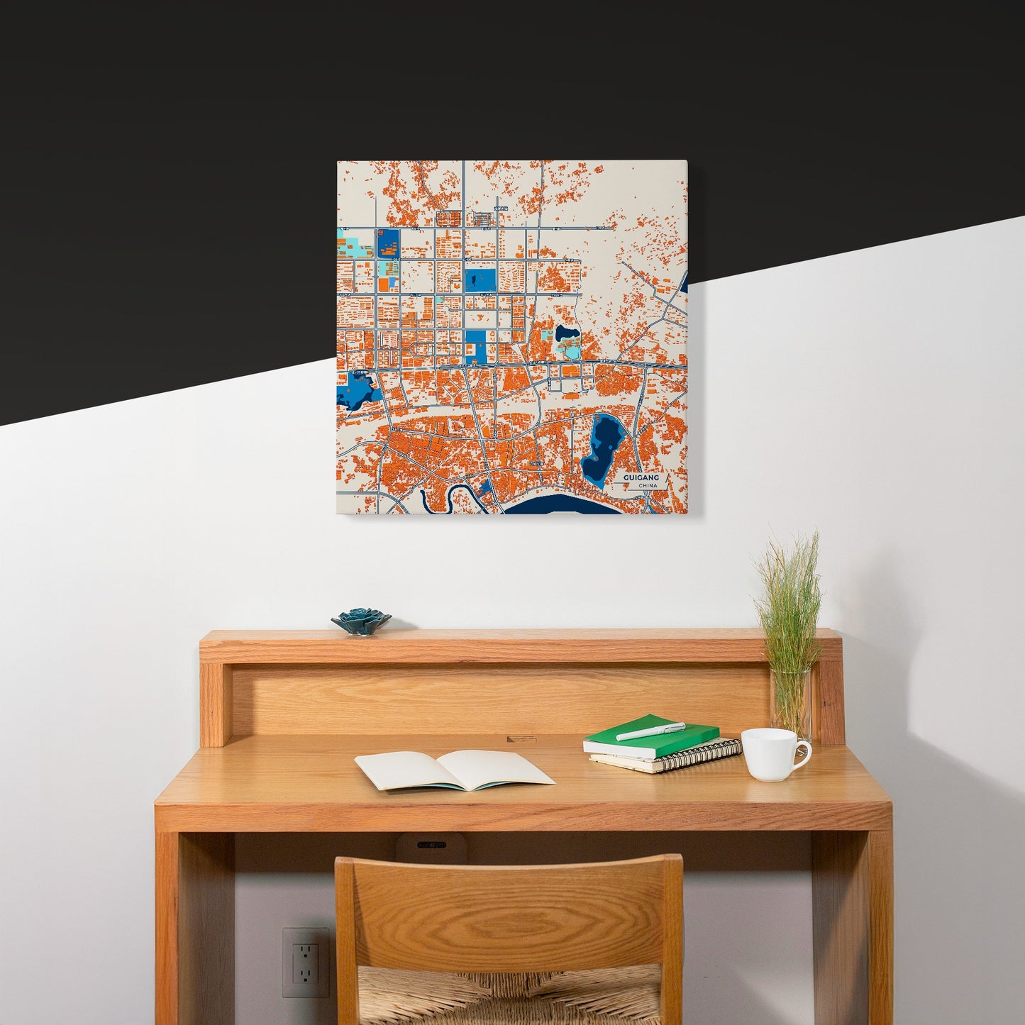 Guigang China Colorful City Map Canvas Print Scene