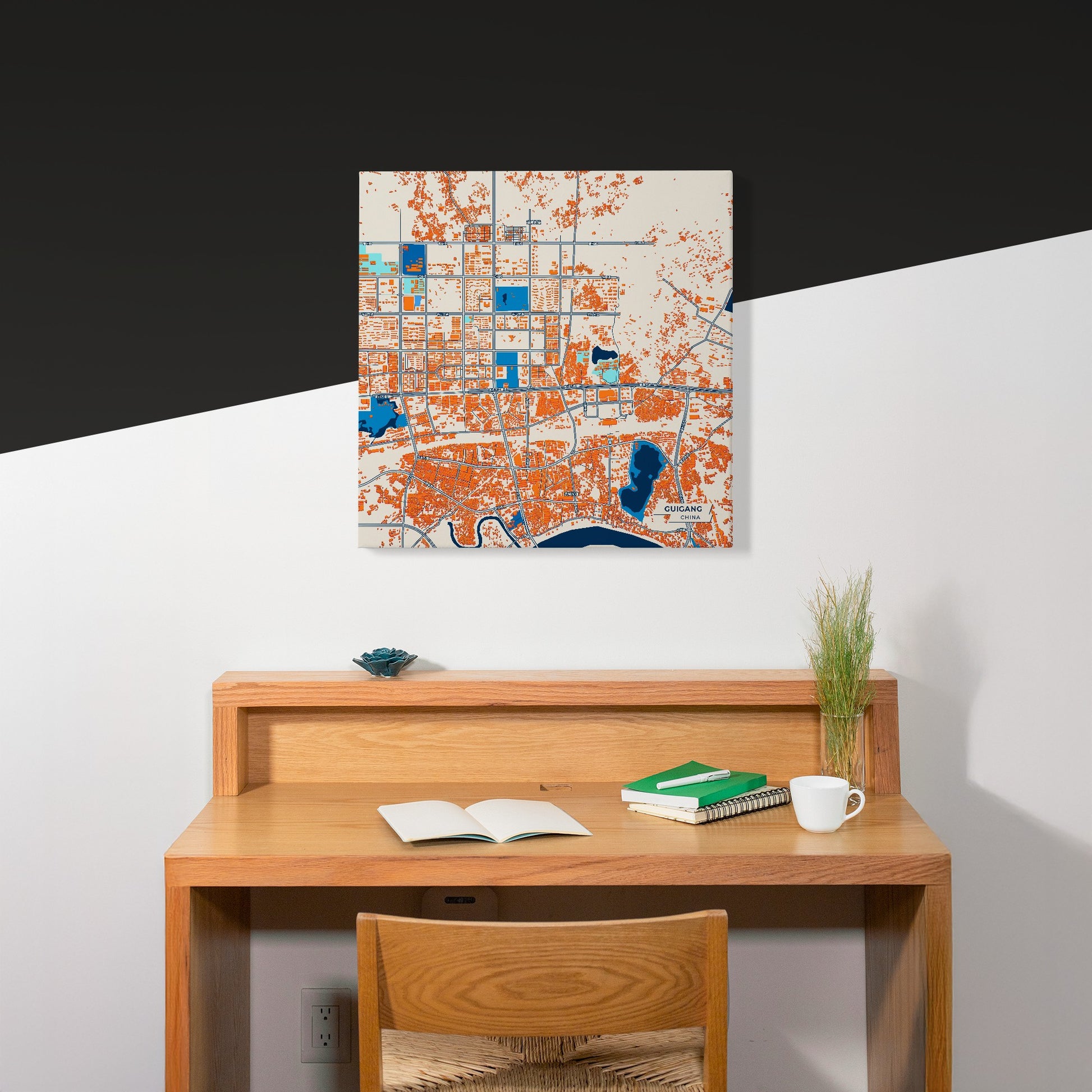 Guigang China Colorful City Map Canvas Print Scene