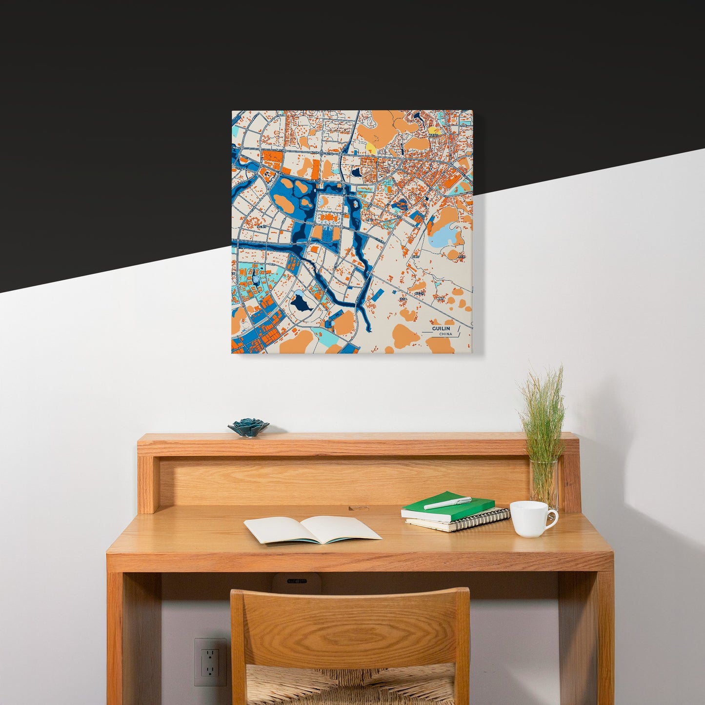 Guilin China Colorful City Map Canvas Print Scene