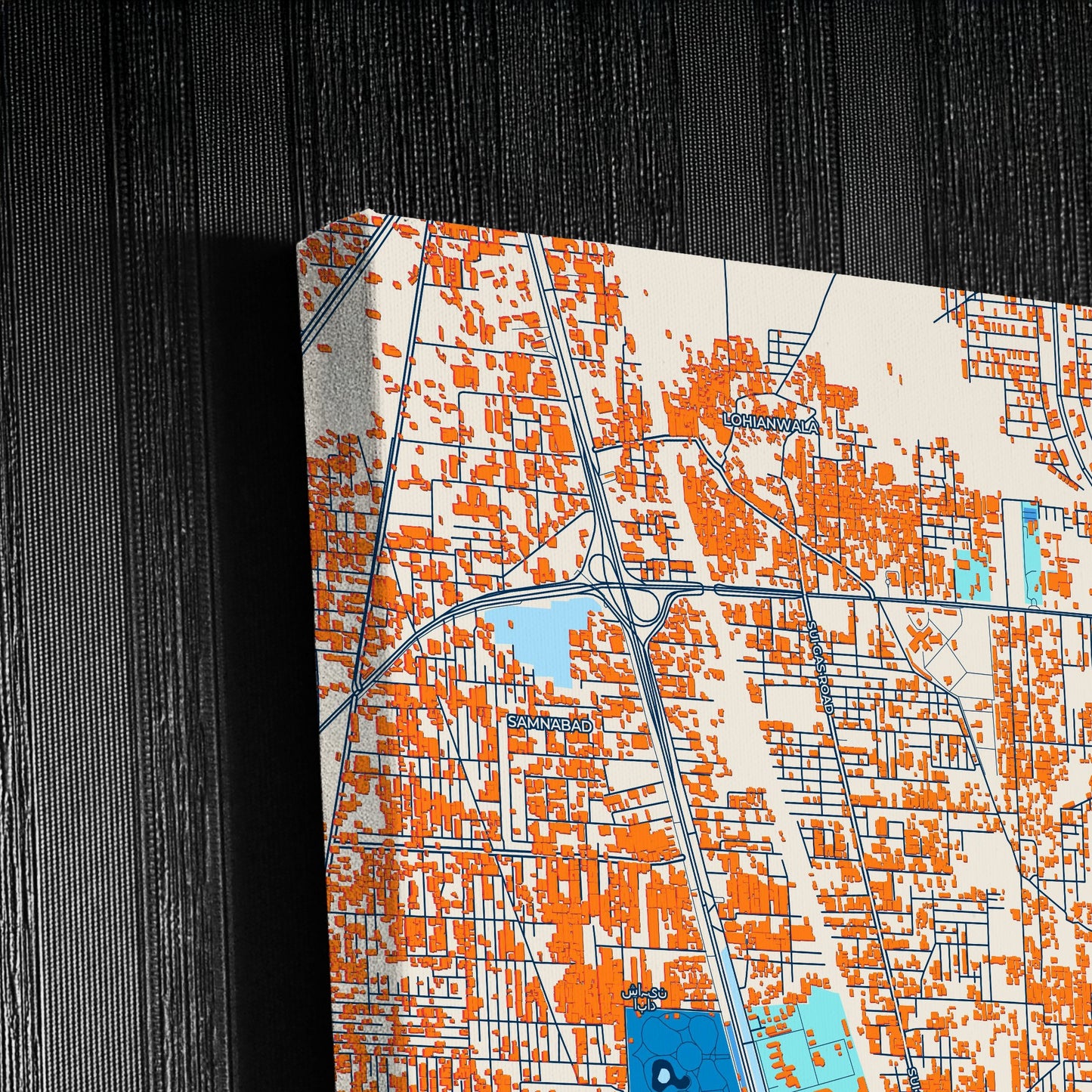 Gujranwala Pakistan Colorful City Map Canvas Print Detail