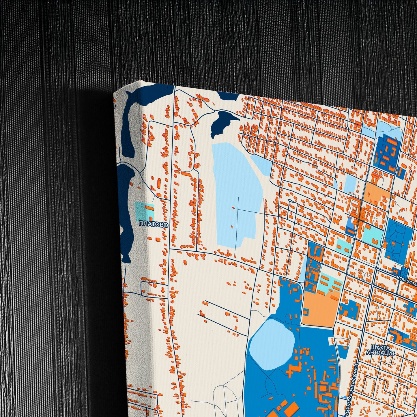 Гуково Russia Colorful City Map Canvas Print Detail