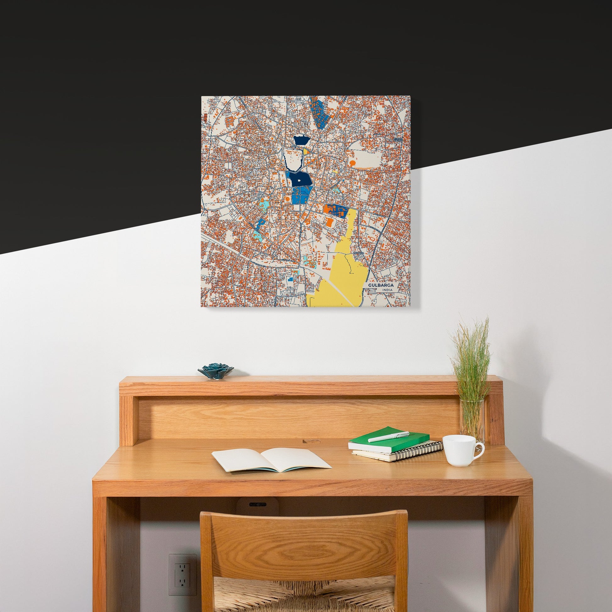 Gulbarga India Colorful City Map Canvas Print Scene
