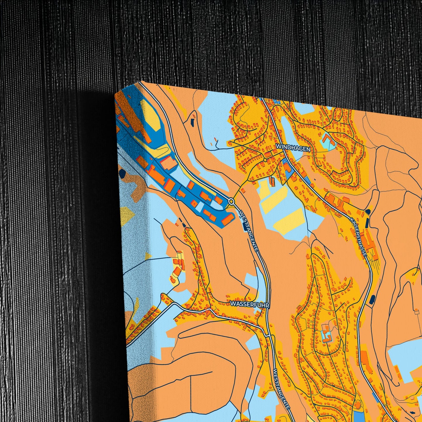Gummersbach Germany Colorful City Map Canvas Print Detail