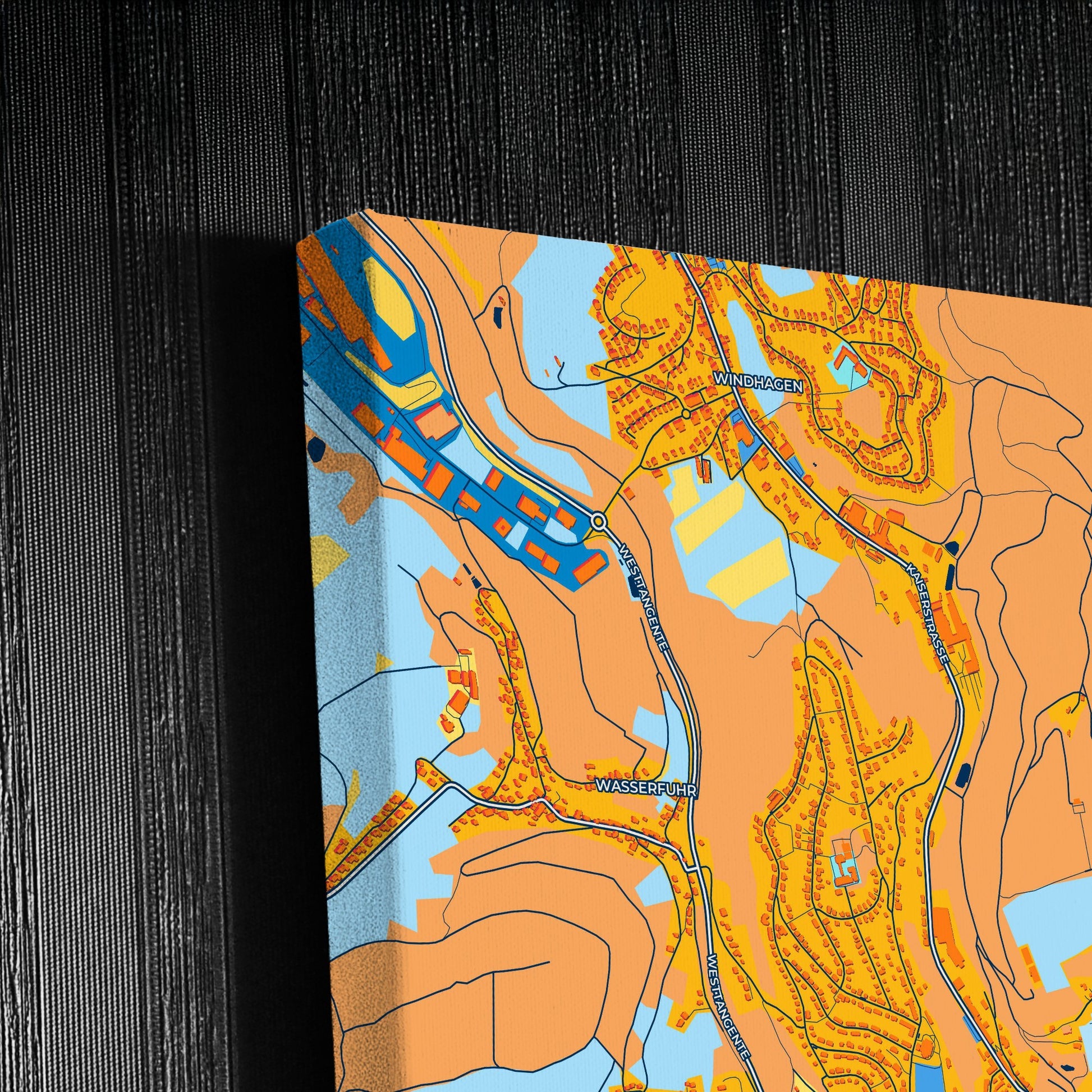 Gummersbach Germany Colorful City Map Canvas Print Detail