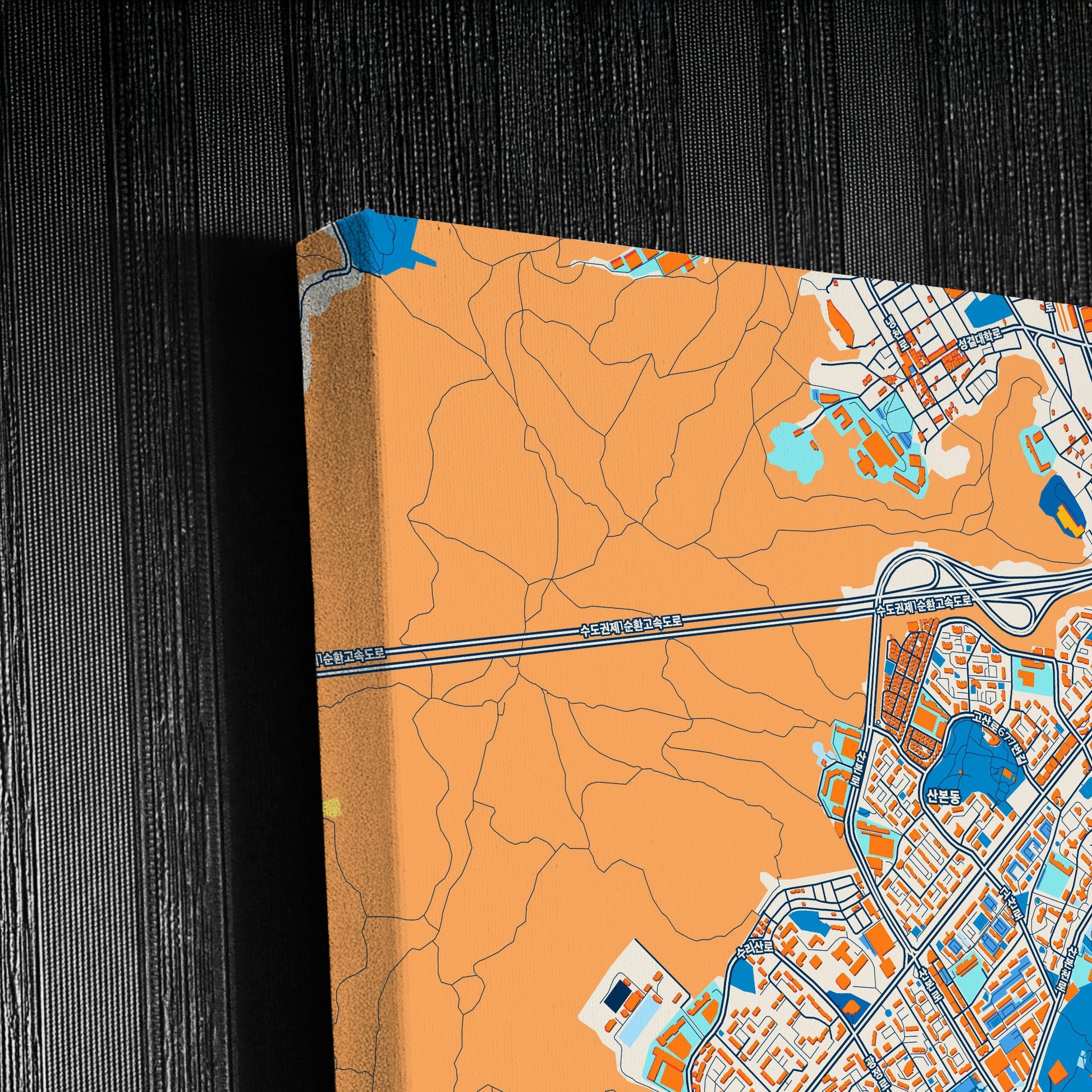 Gunpo South Korea Colorful City Map Canvas Print Detail