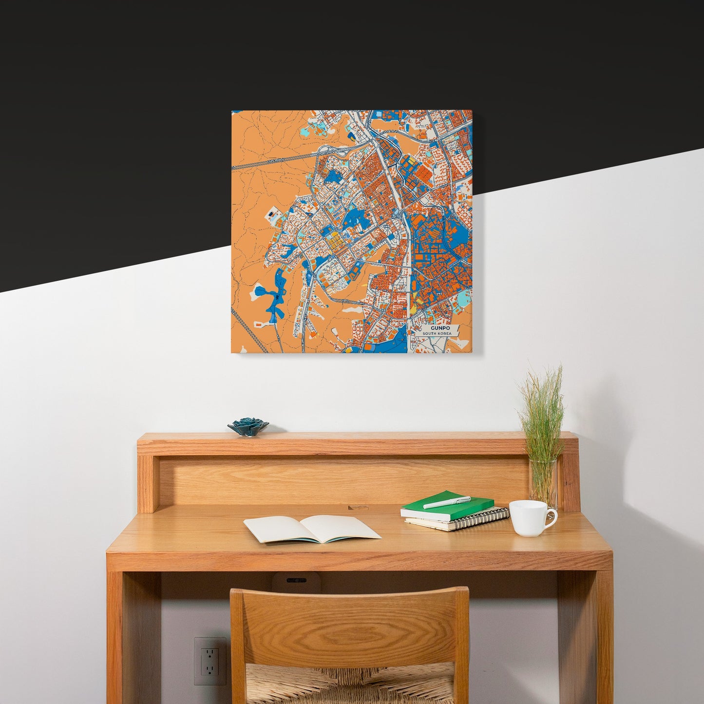 Gunpo South Korea Colorful City Map Canvas Print Scene