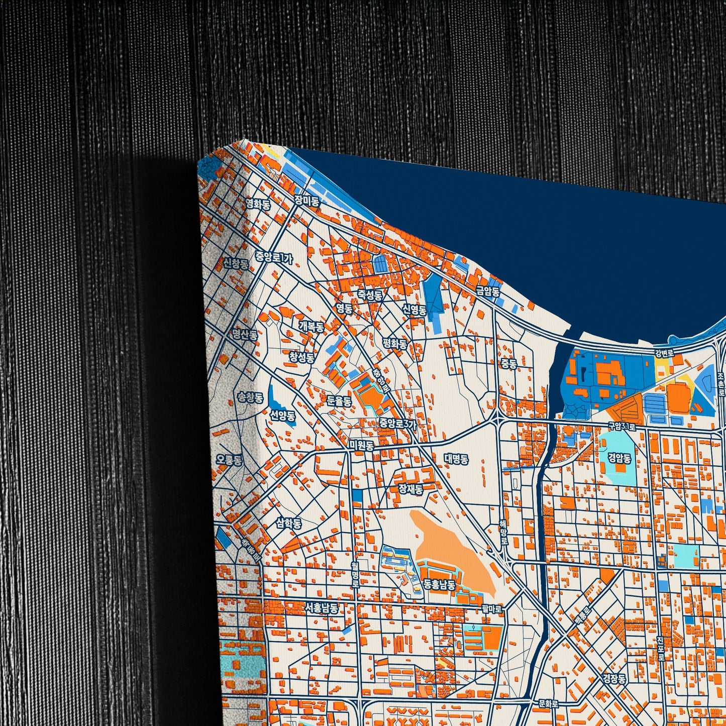 Gunsan South Korea Colorful City Map Canvas Print Detail