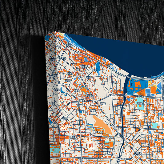 Gunsan South Korea Colorful City Map Canvas Print Detail