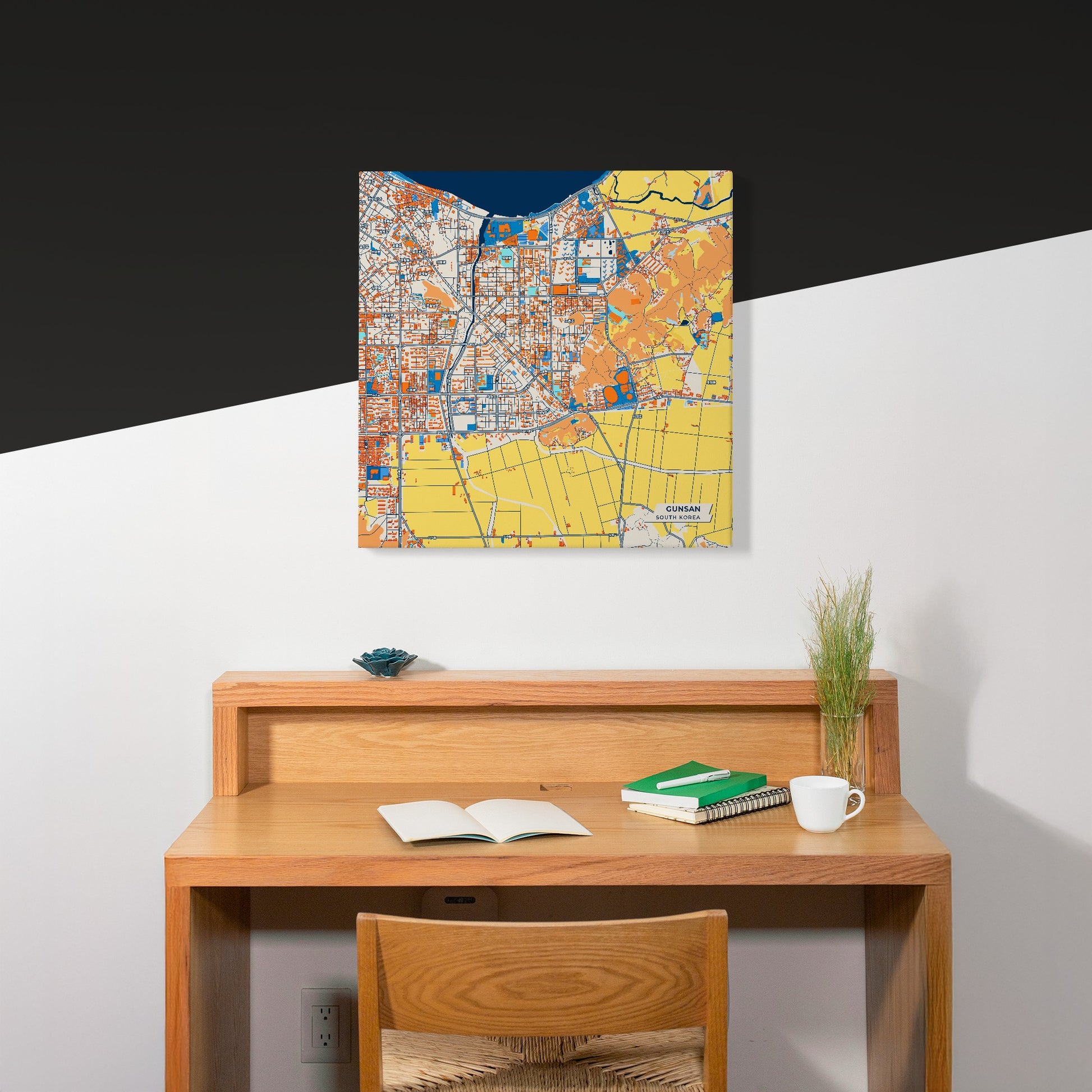 Gunsan South Korea Colorful City Map Canvas Print Scene