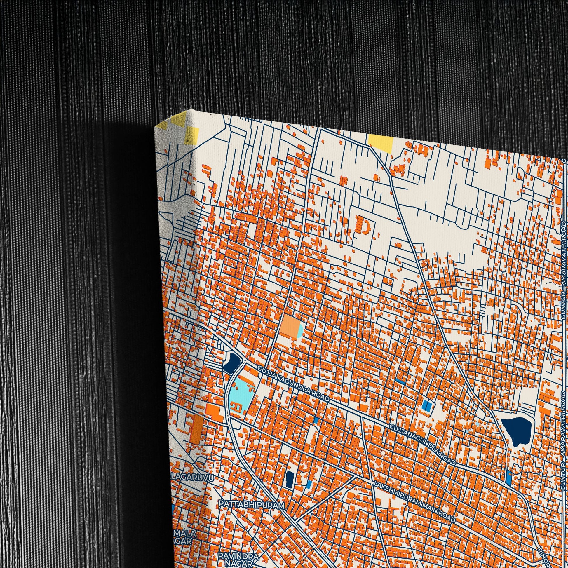 Guntur India Colorful City Map Canvas Print Detail