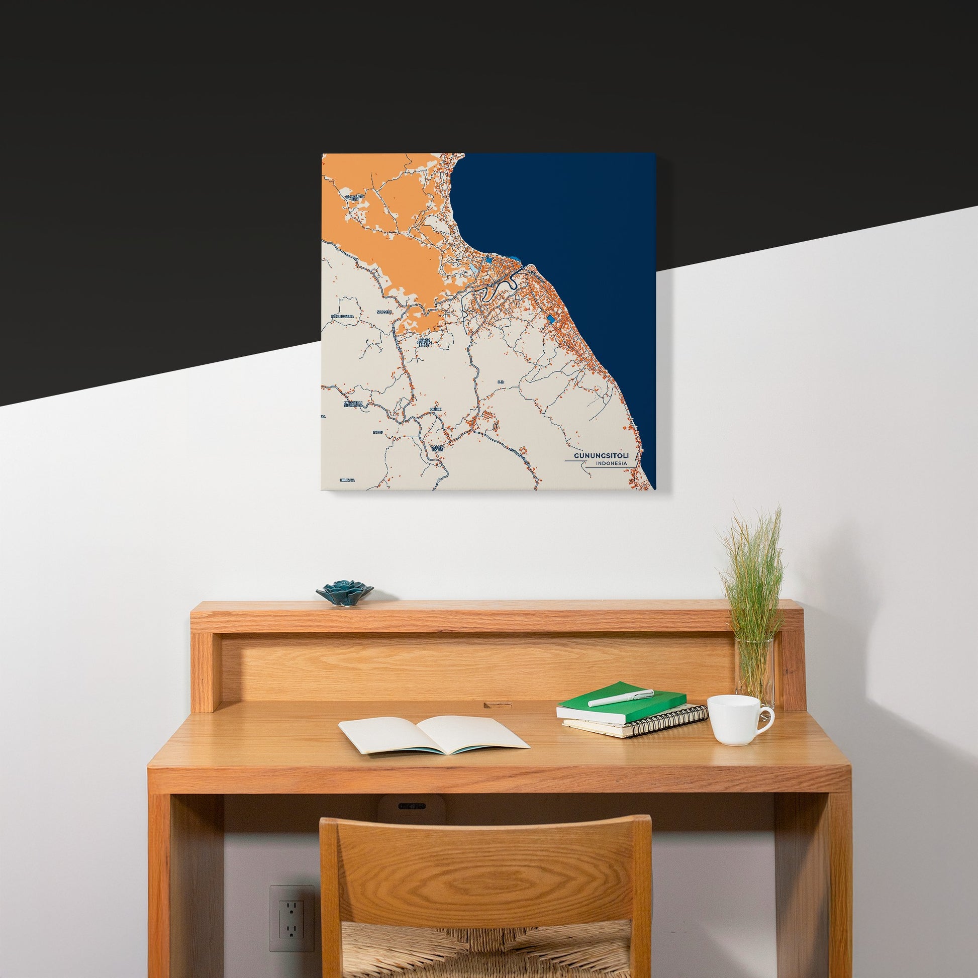 Gunungsitoli Indonesia Colorful City Map Canvas Print Scene