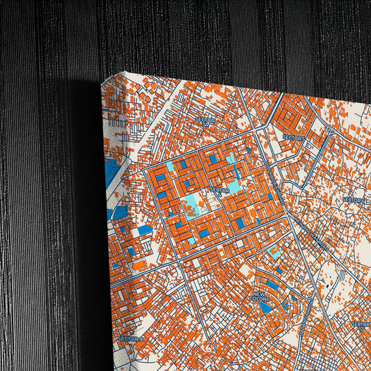Gurgaon India Colorful City Map Canvas Print Detail