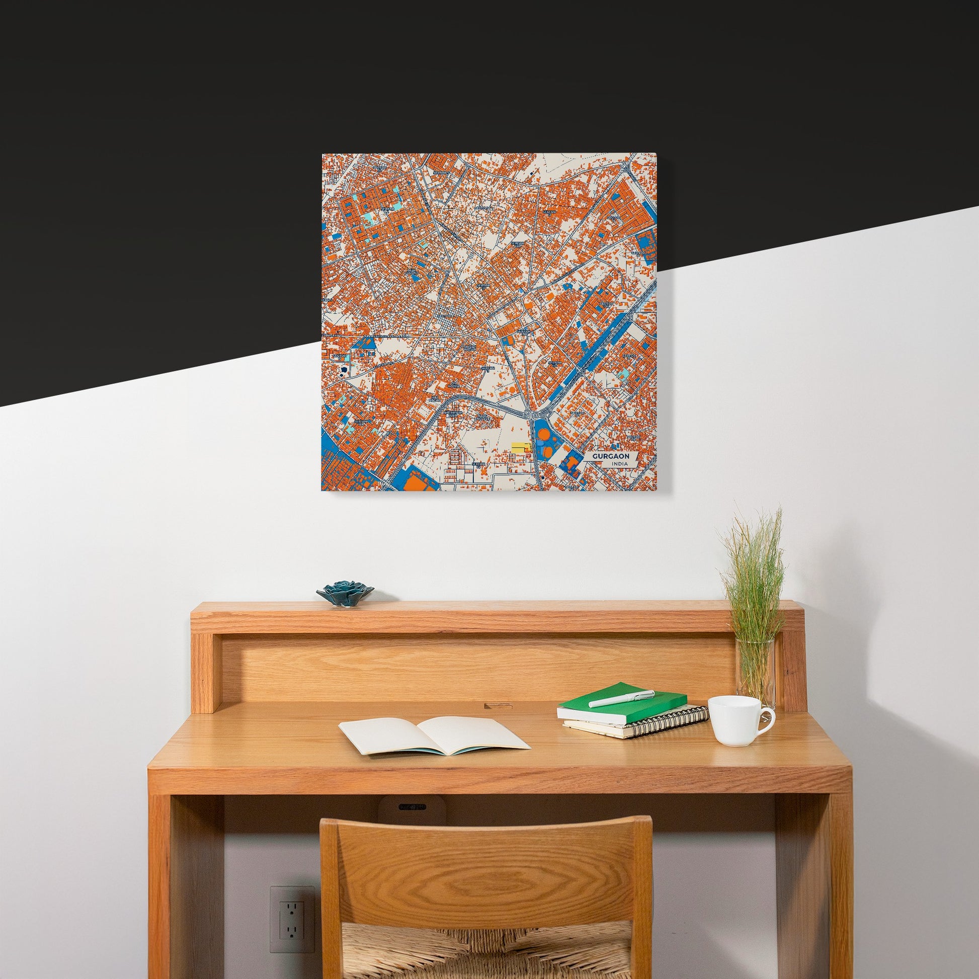Gurgaon India Colorful City Map Canvas Print Scene