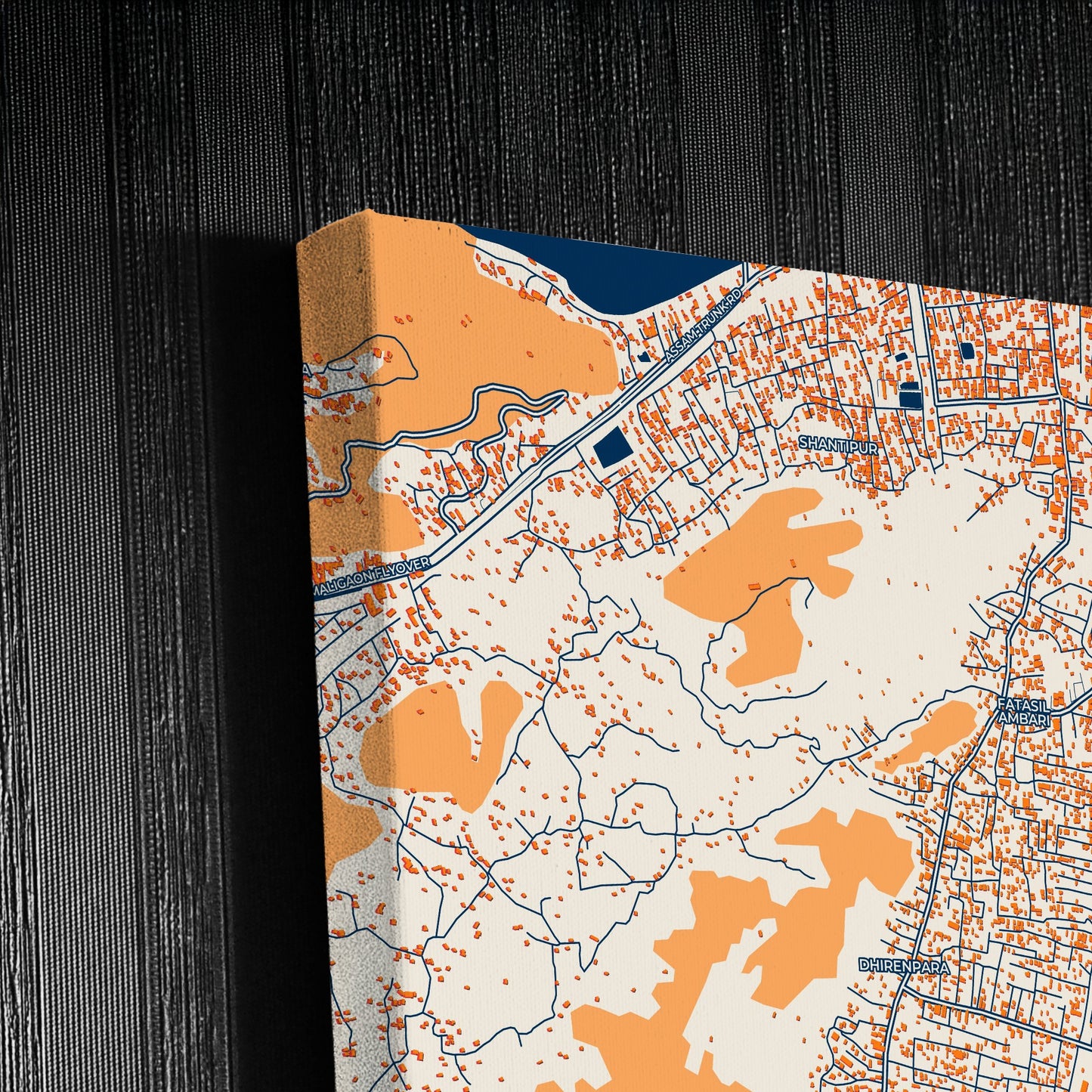 Guwahati India Colorful City Map Canvas Print Detail
