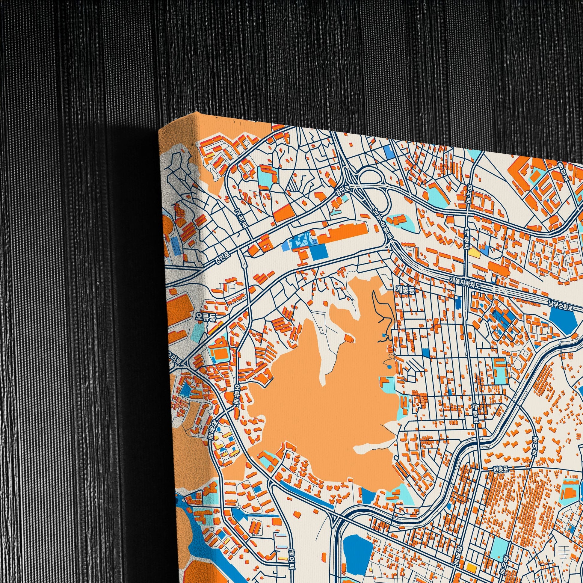 Gwangmyeong South Korea Colorful City Map Canvas Print Detail