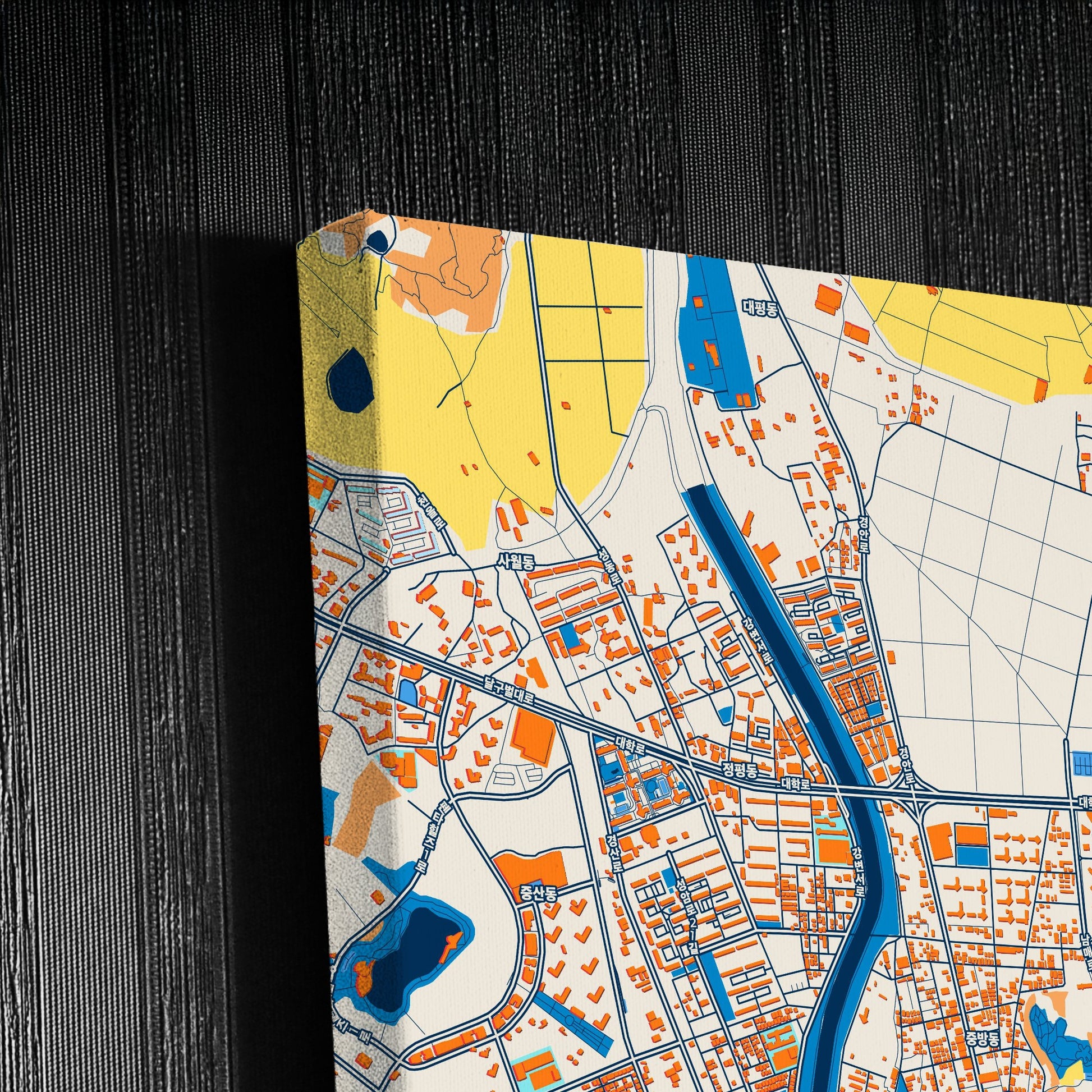 Gyeongsan South Korea Colorful City Map Canvas Print Detail