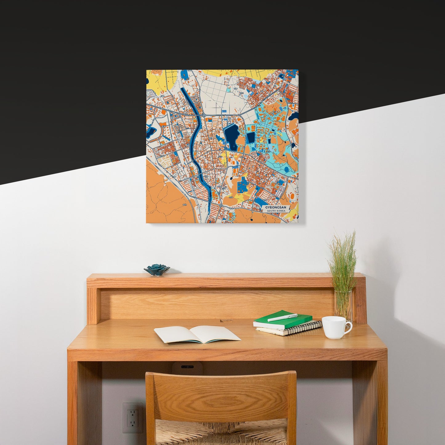 Gyeongsan South Korea Colorful City Map Canvas Print Scene