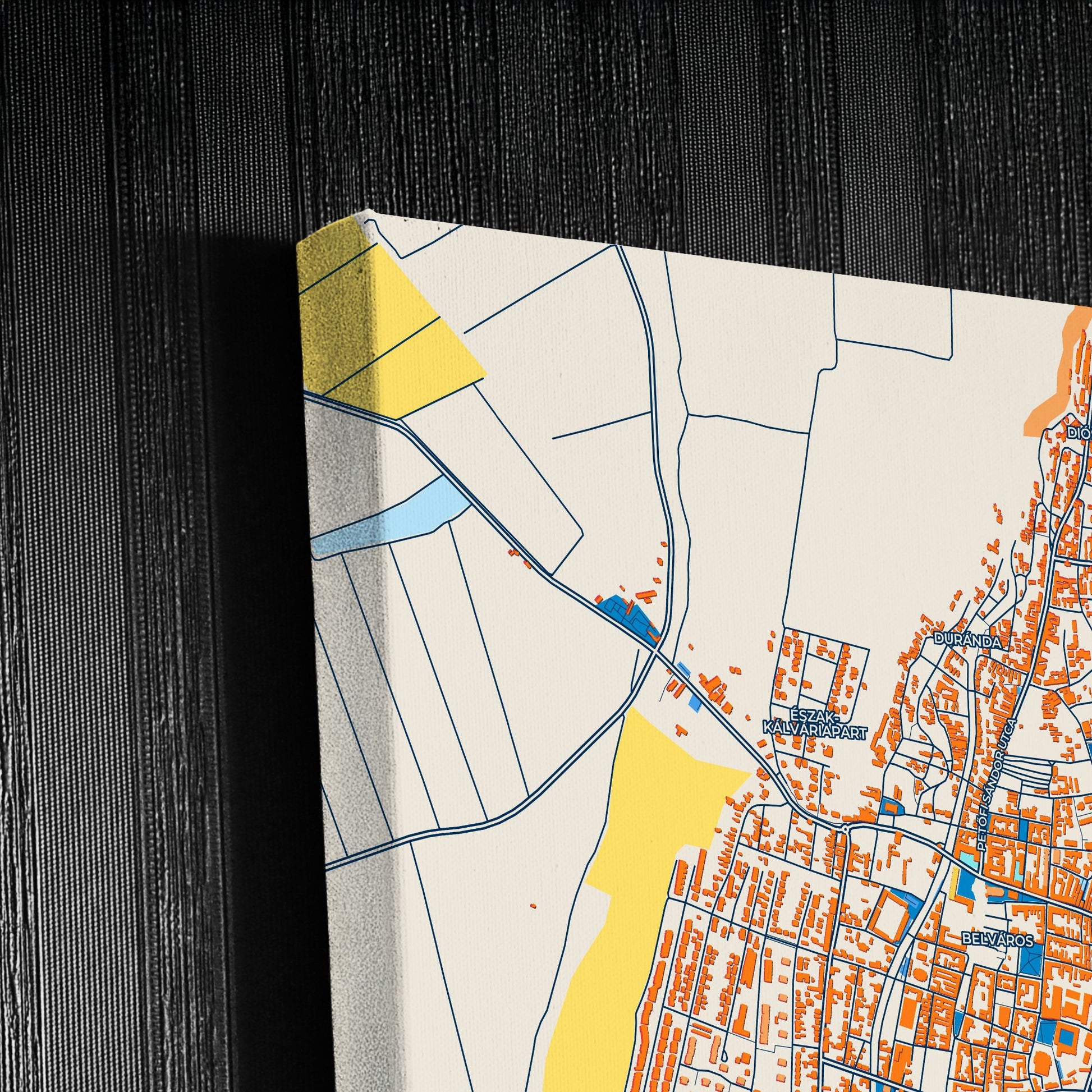 Gyöngyös Hungary Colorful City Map Canvas Print Detail