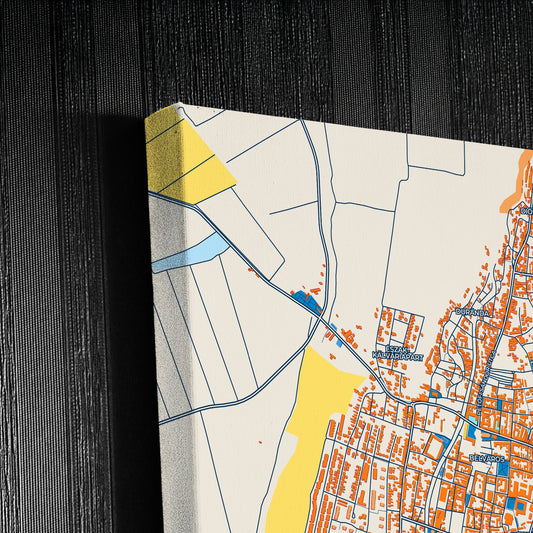 Gyöngyös Hungary Colorful City Map Canvas Print Detail