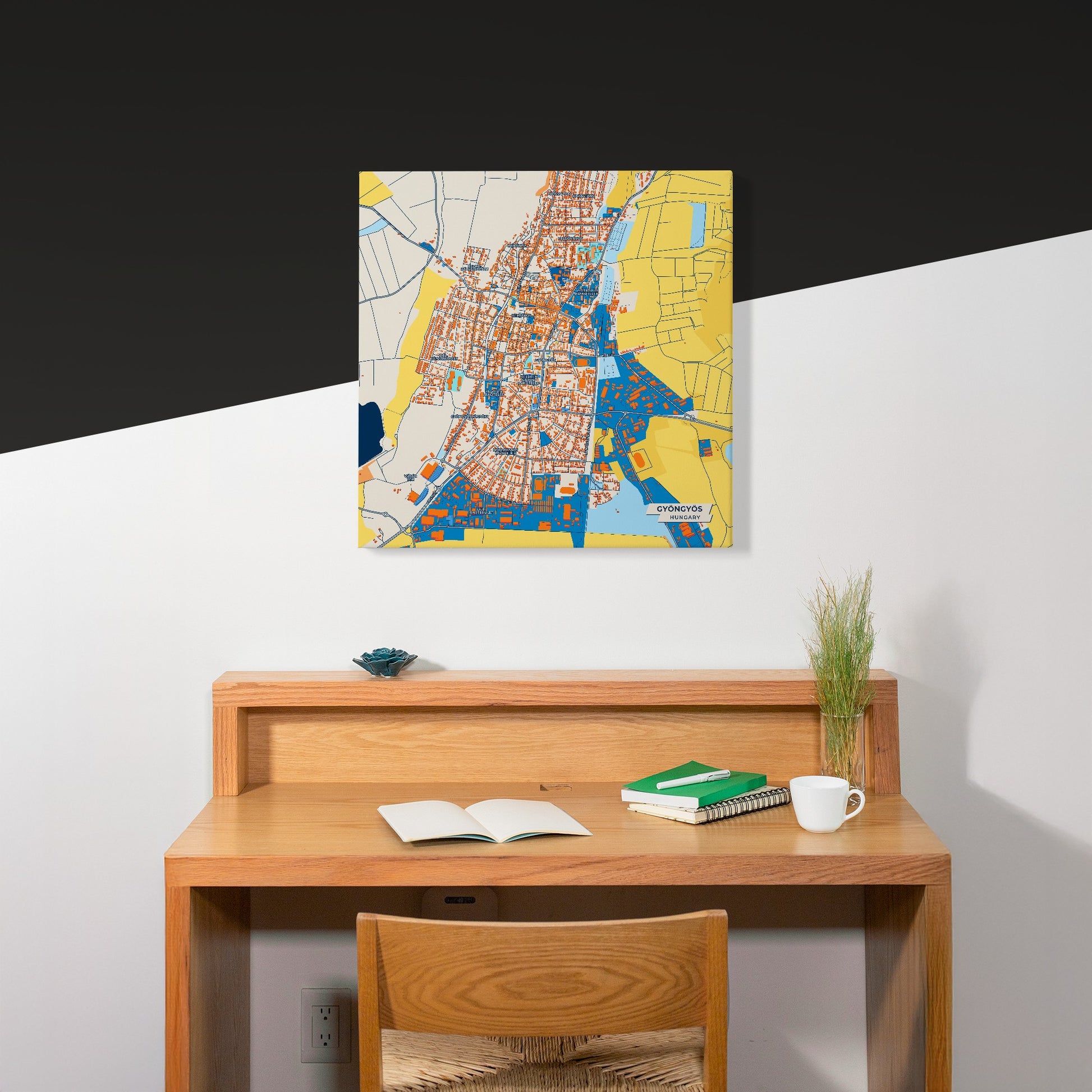 Gyöngyös Hungary Colorful City Map Canvas Print Scene
