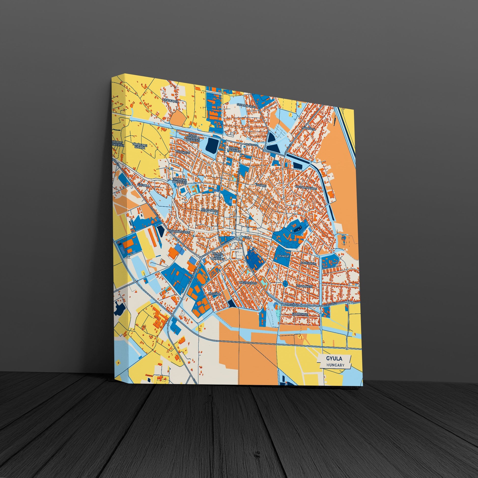 Gyula Hungary Colorful City Map Canvas Print
