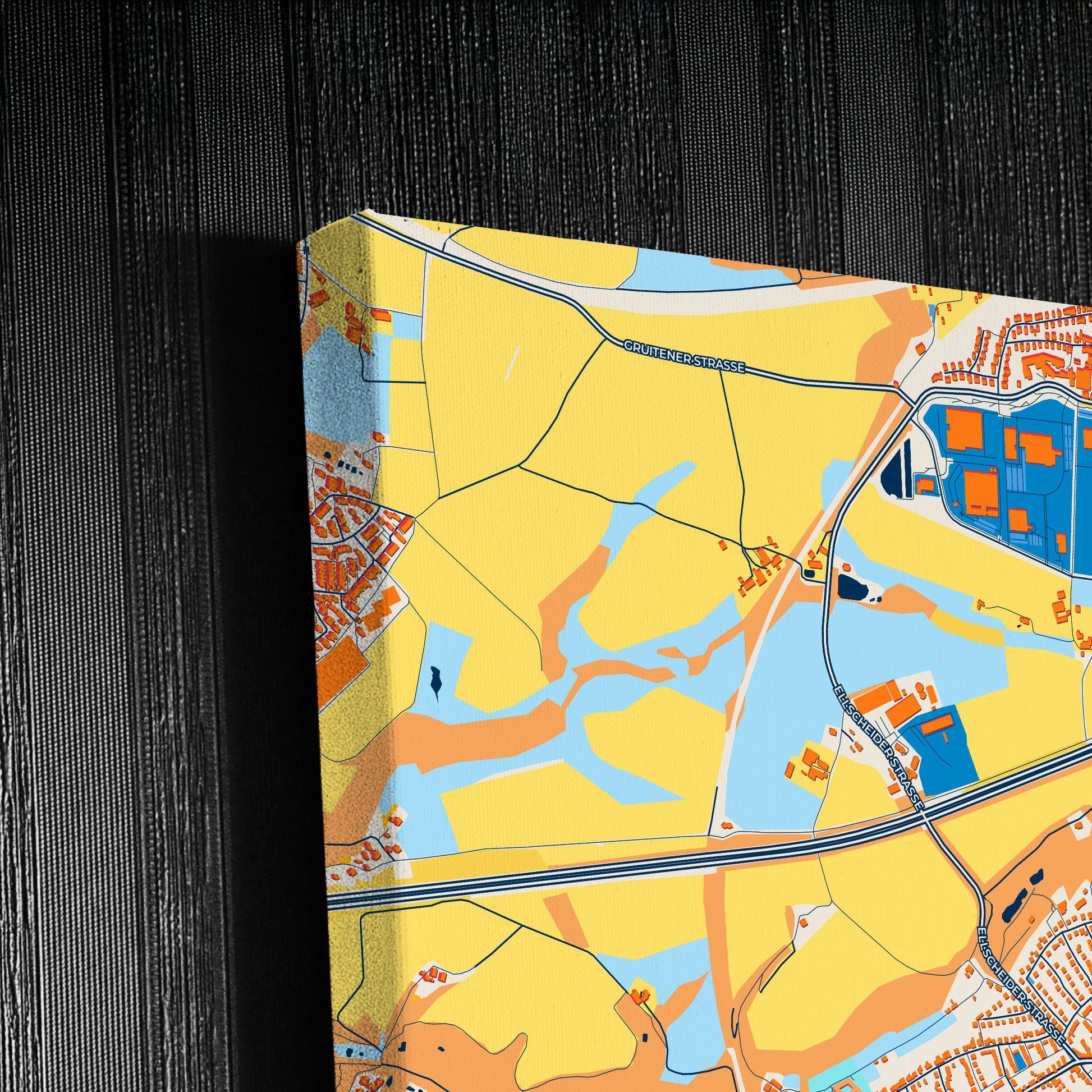 Haan Germany Colorful City Map Canvas Print Detail