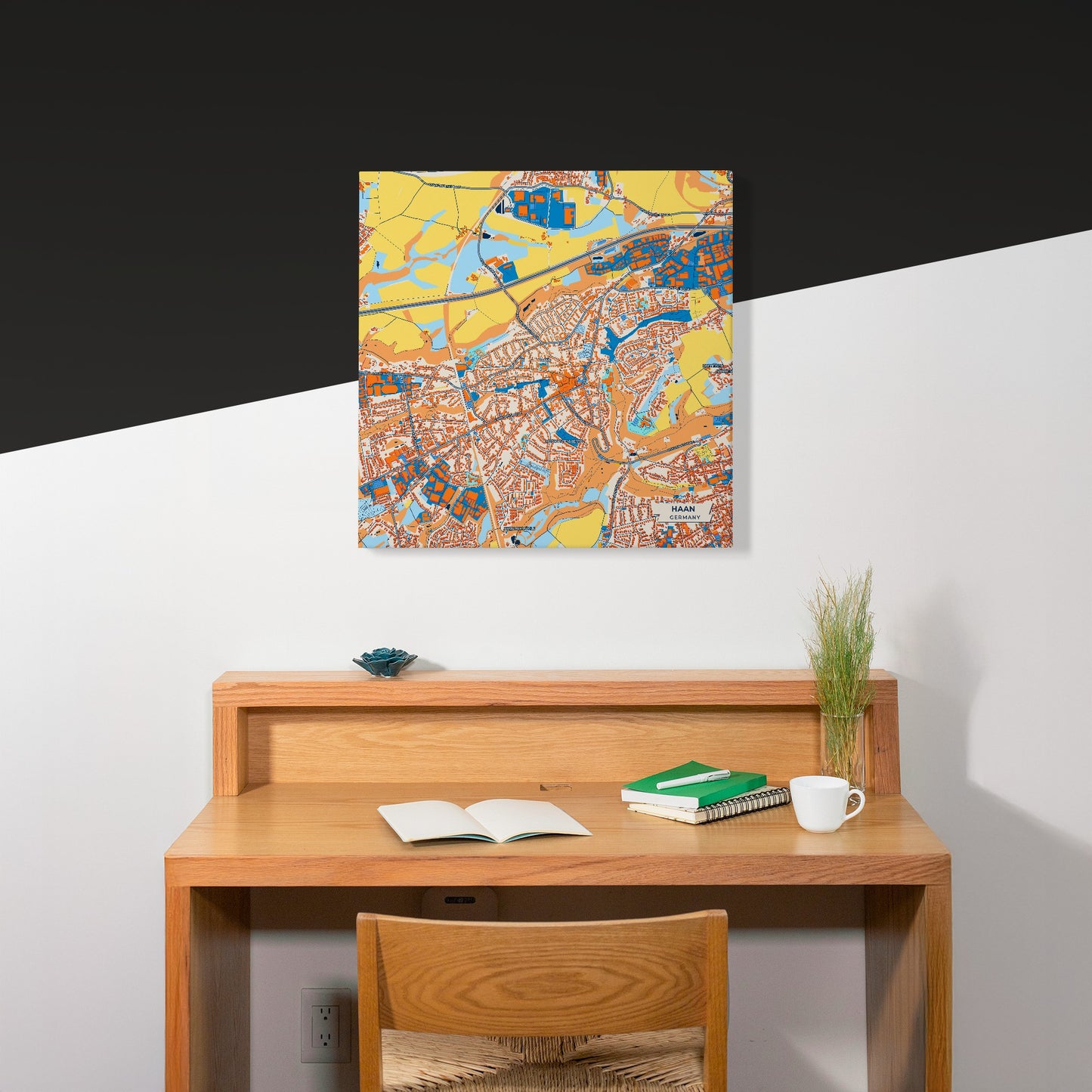 Haan Germany Colorful City Map Canvas Print Scene