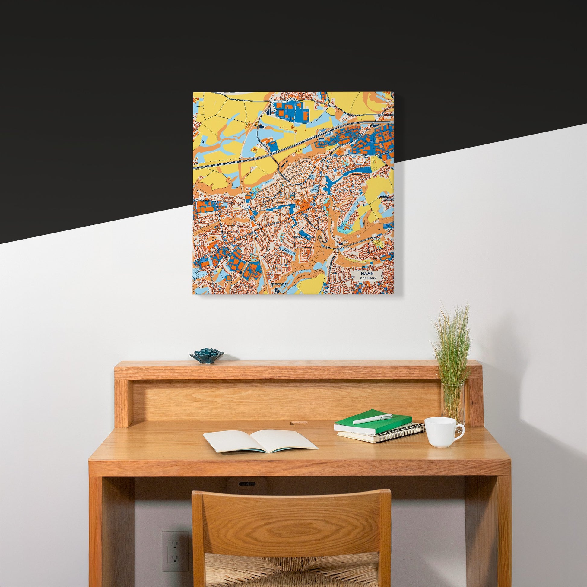 Haan Germany Colorful City Map Canvas Print Scene