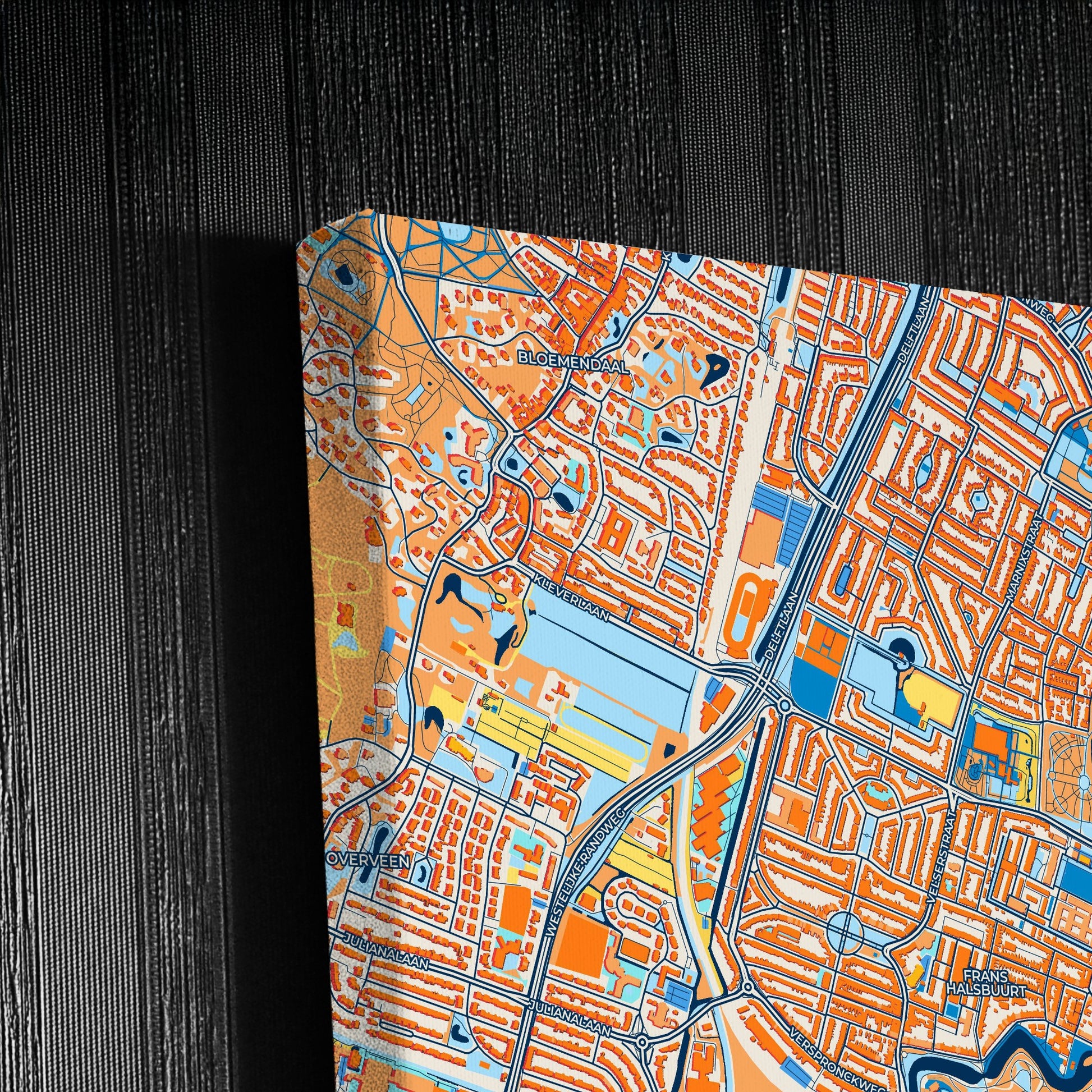 Haarlem Netherlands Colorful City Map Canvas Print Detail