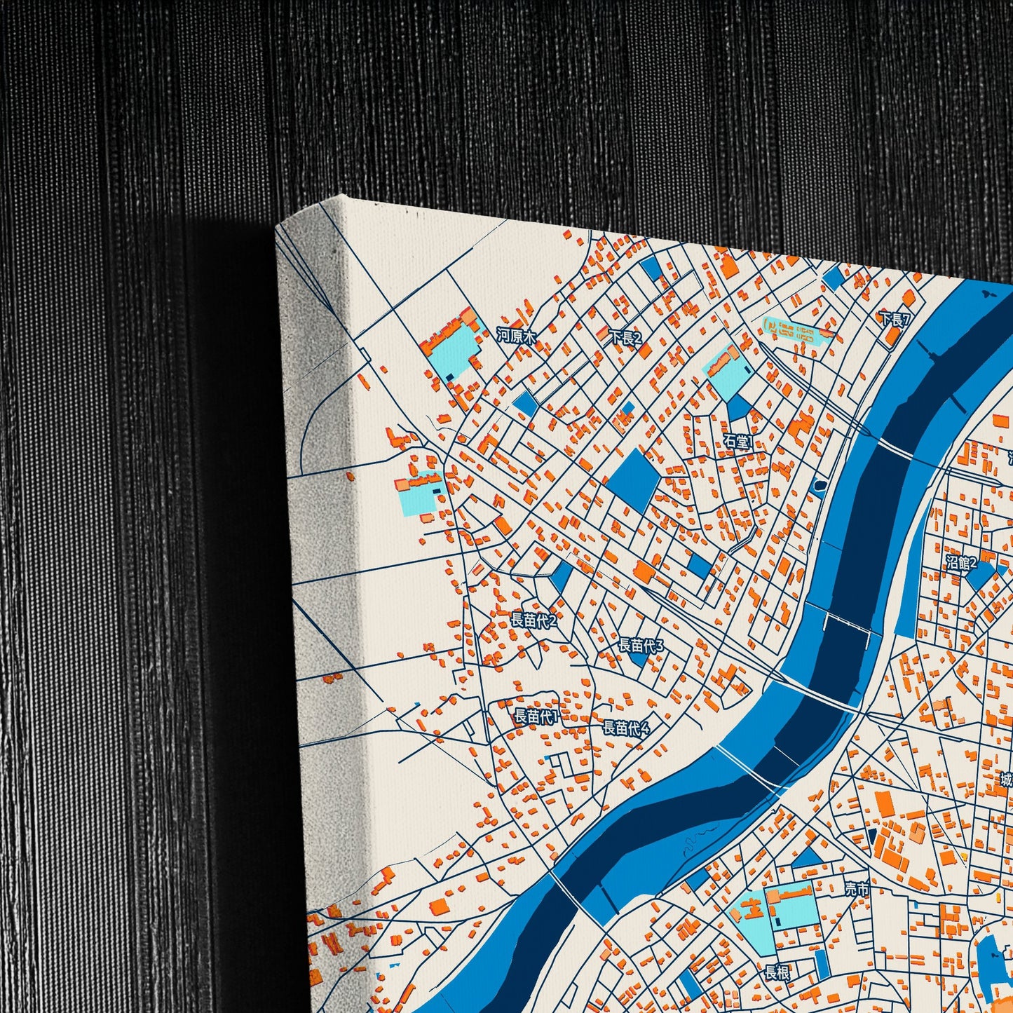 Hachinohe Japan Colorful City Map Canvas Print Detail