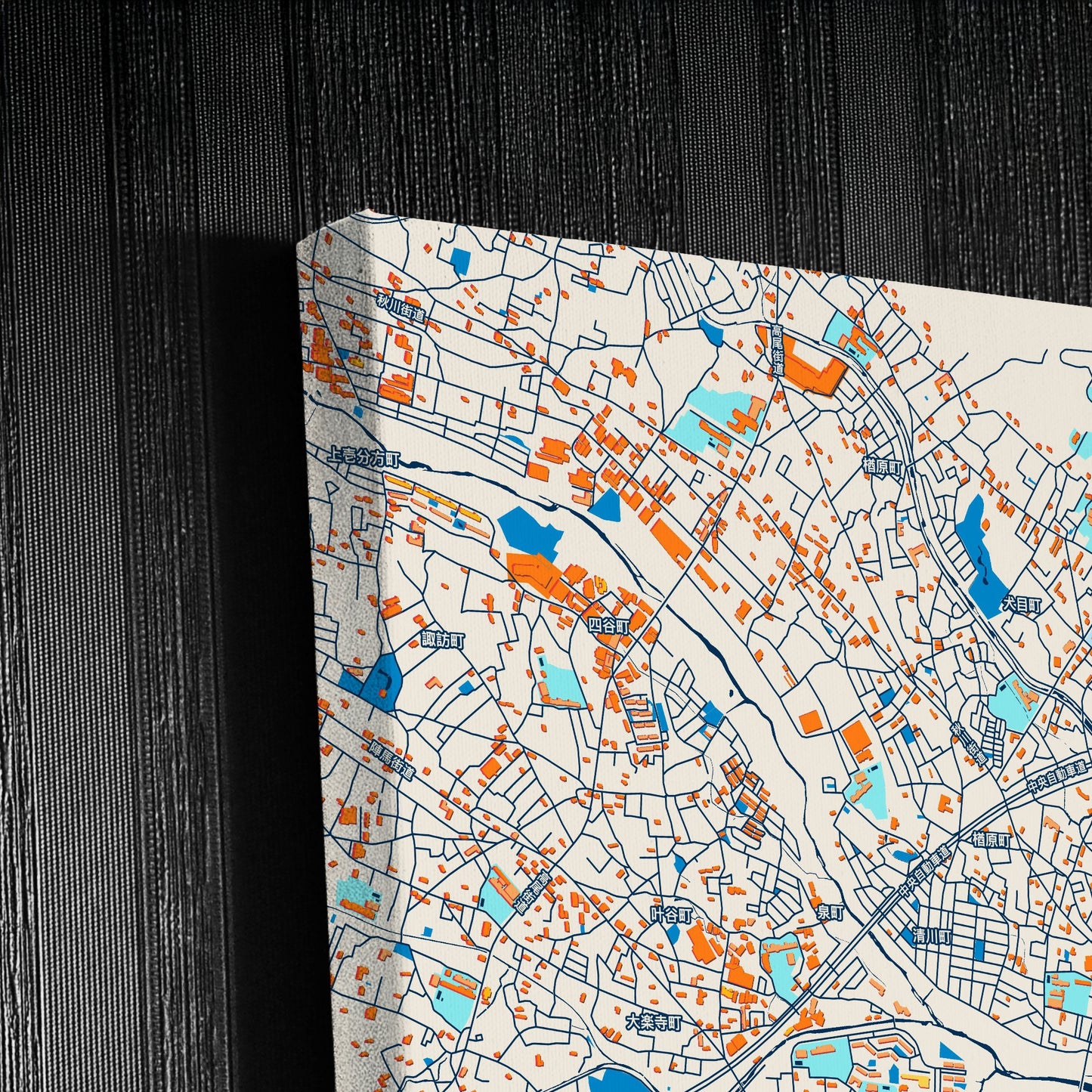 Hachiōji Japan Colorful City Map Canvas Print Detail