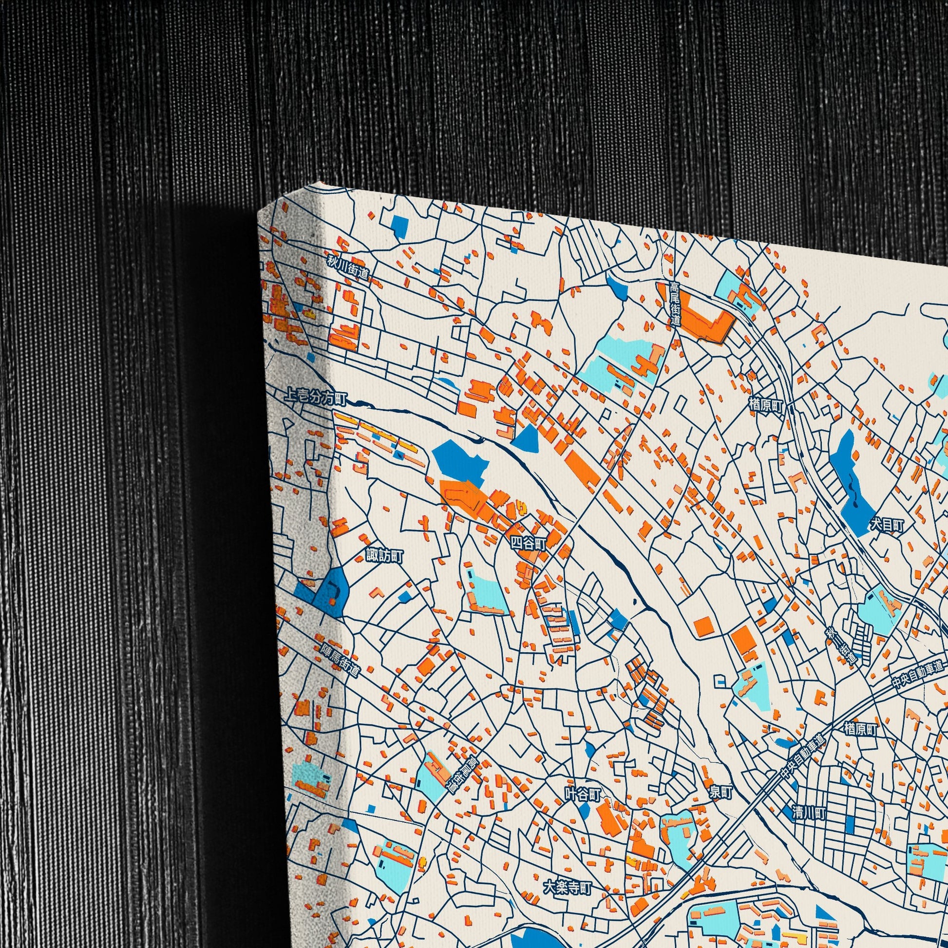 Hachiōji Japan Colorful City Map Canvas Print Detail