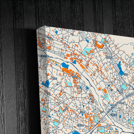 Hachiōji Japan Colorful City Map Canvas Print Detail