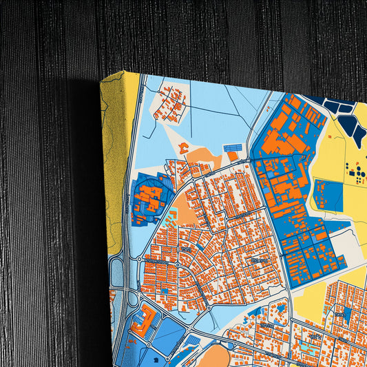 Hadera Israel Colorful City Map Canvas Print Detail