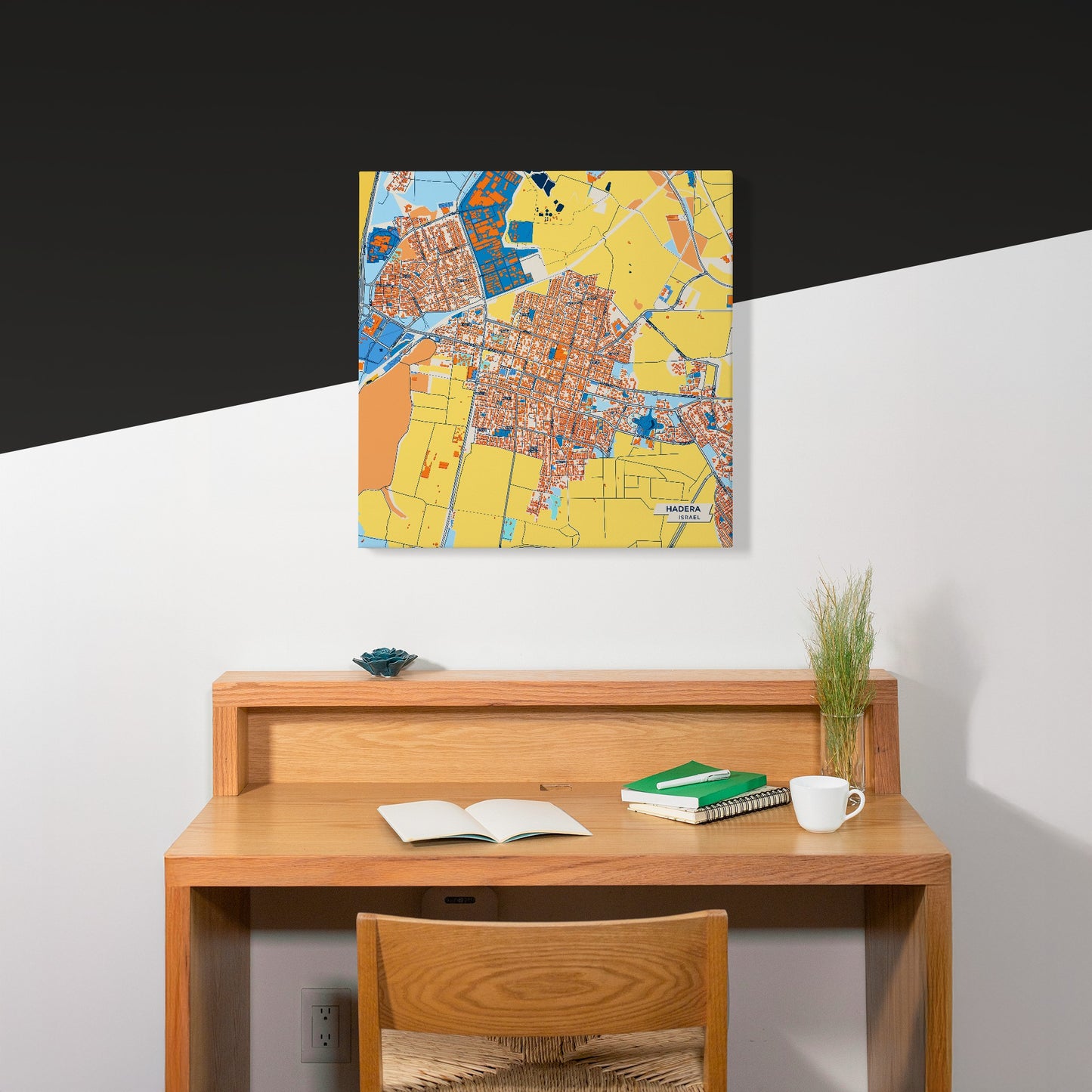 Hadera Israel Colorful City Map Canvas Print Scene