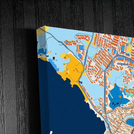 Hafnarfjörður Iceland Colorful City Map Canvas Print Detail