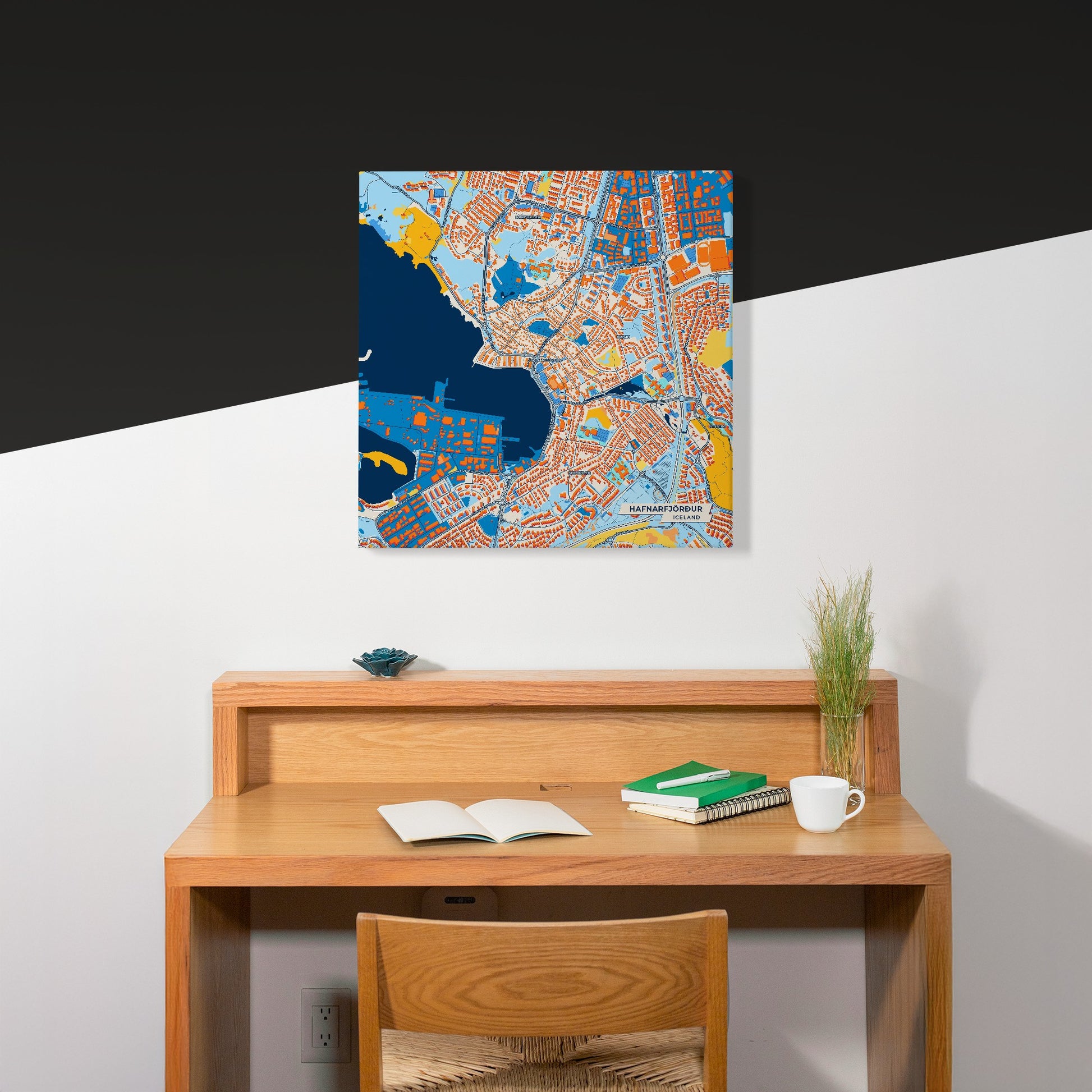 Hafnarfjörður Iceland Colorful City Map Canvas Print Scene