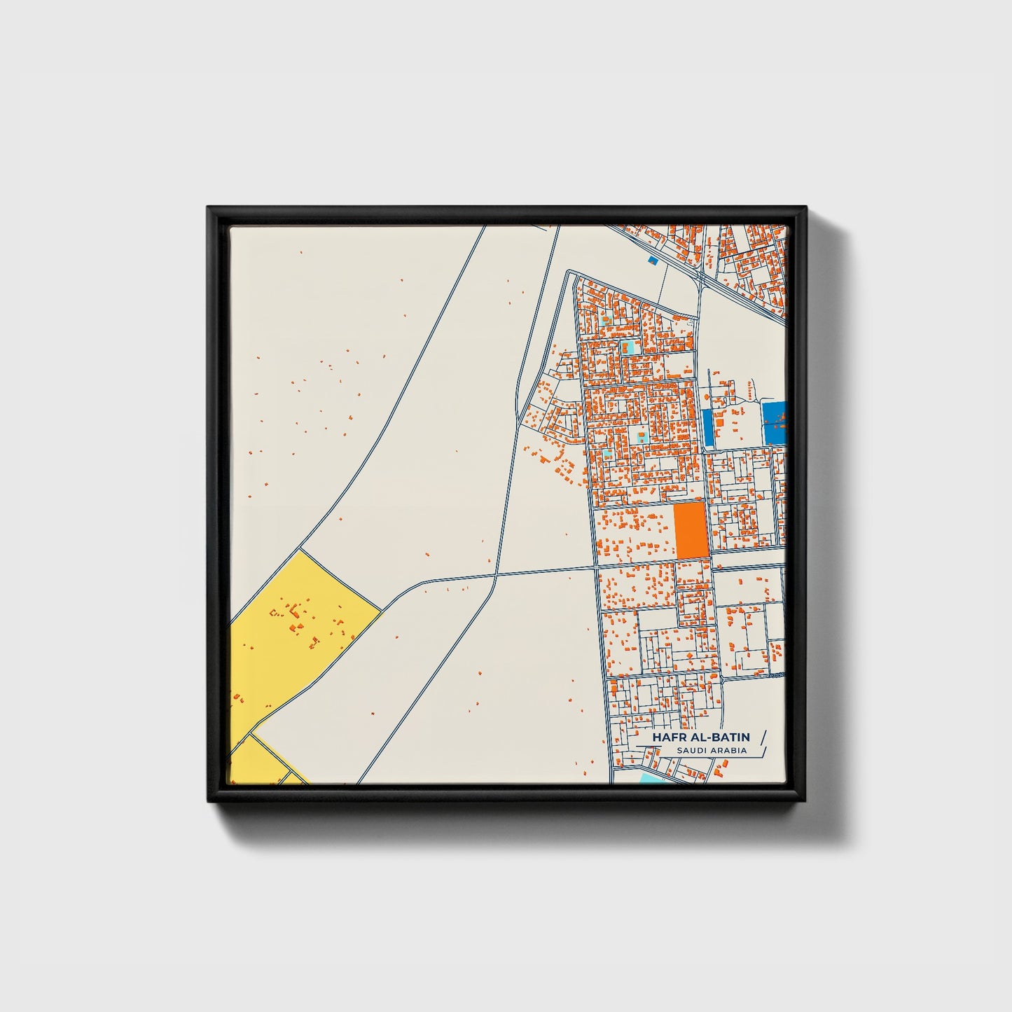 Hafr Al-Batin Saudi Arabia Colorful City Map Canvas Print • Black Framed