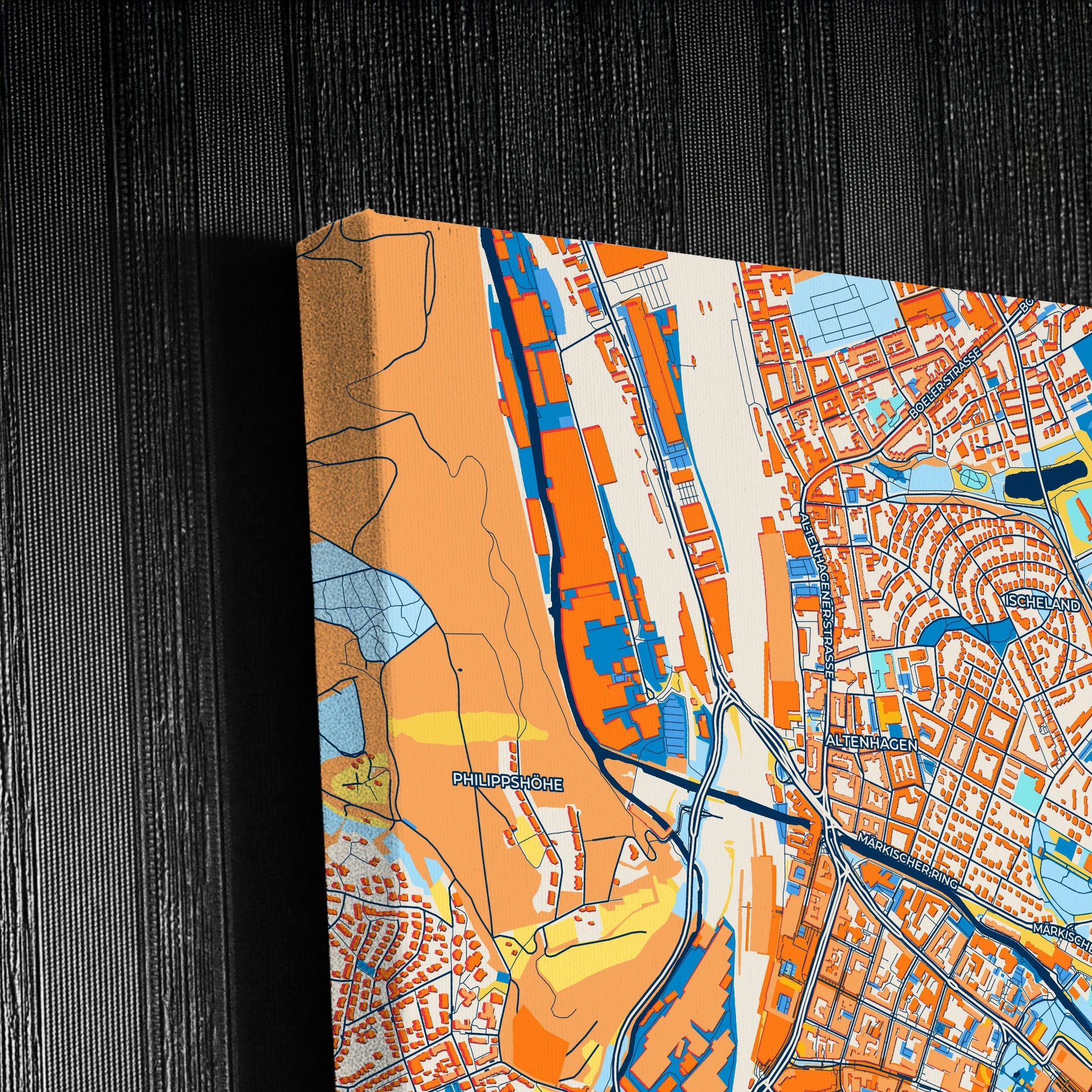 Hagen Germany Colorful City Map Canvas Print Detail