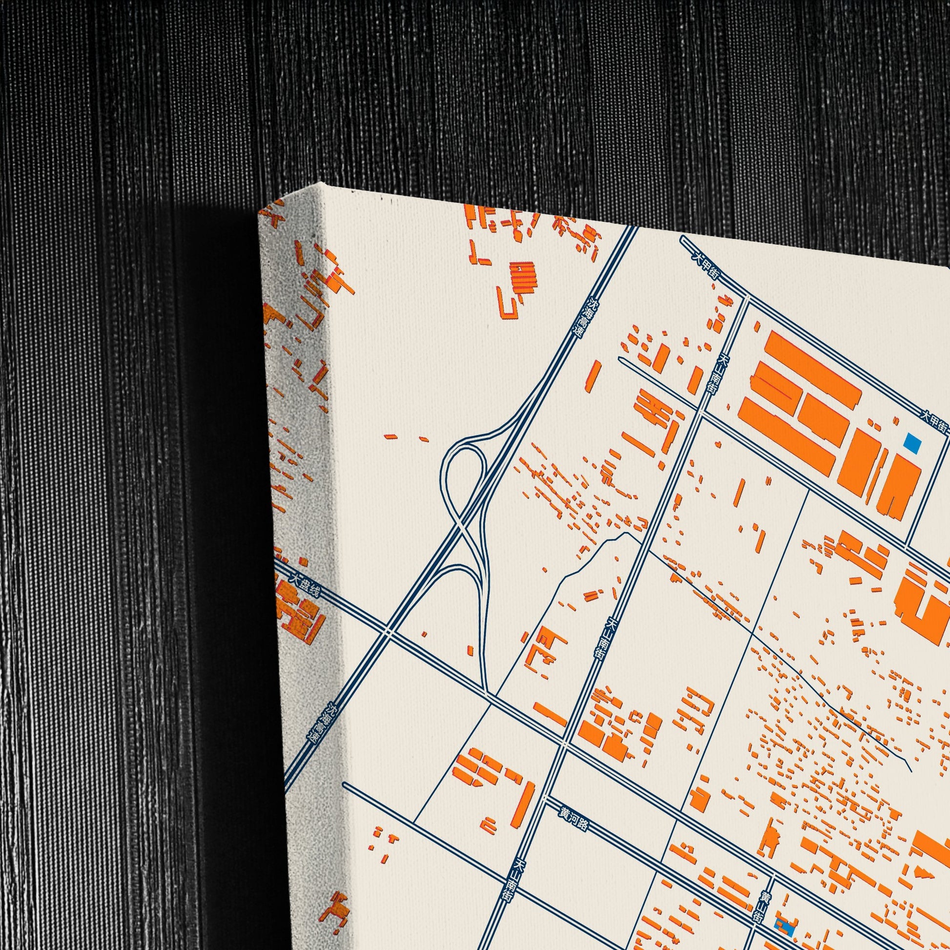 Haicheng China Colorful City Map Canvas Print Detail