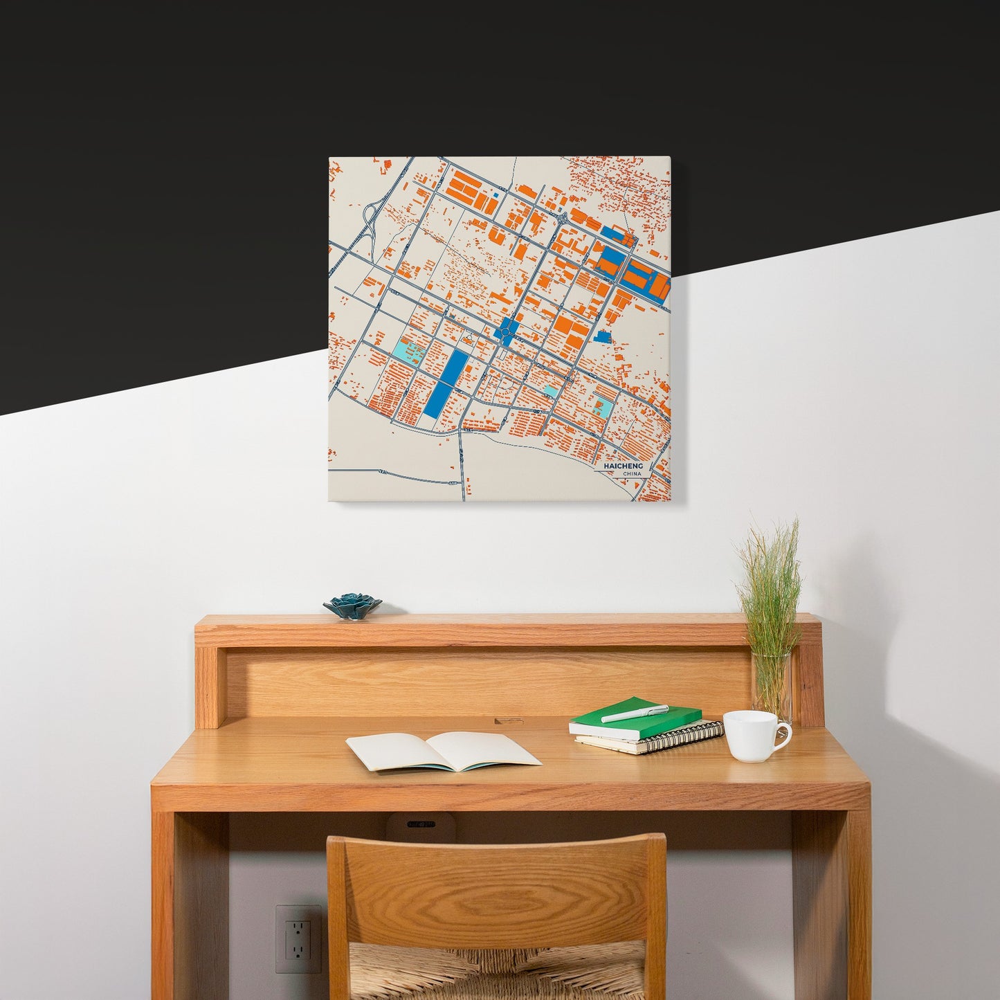 Haicheng China Colorful City Map Canvas Print Scene